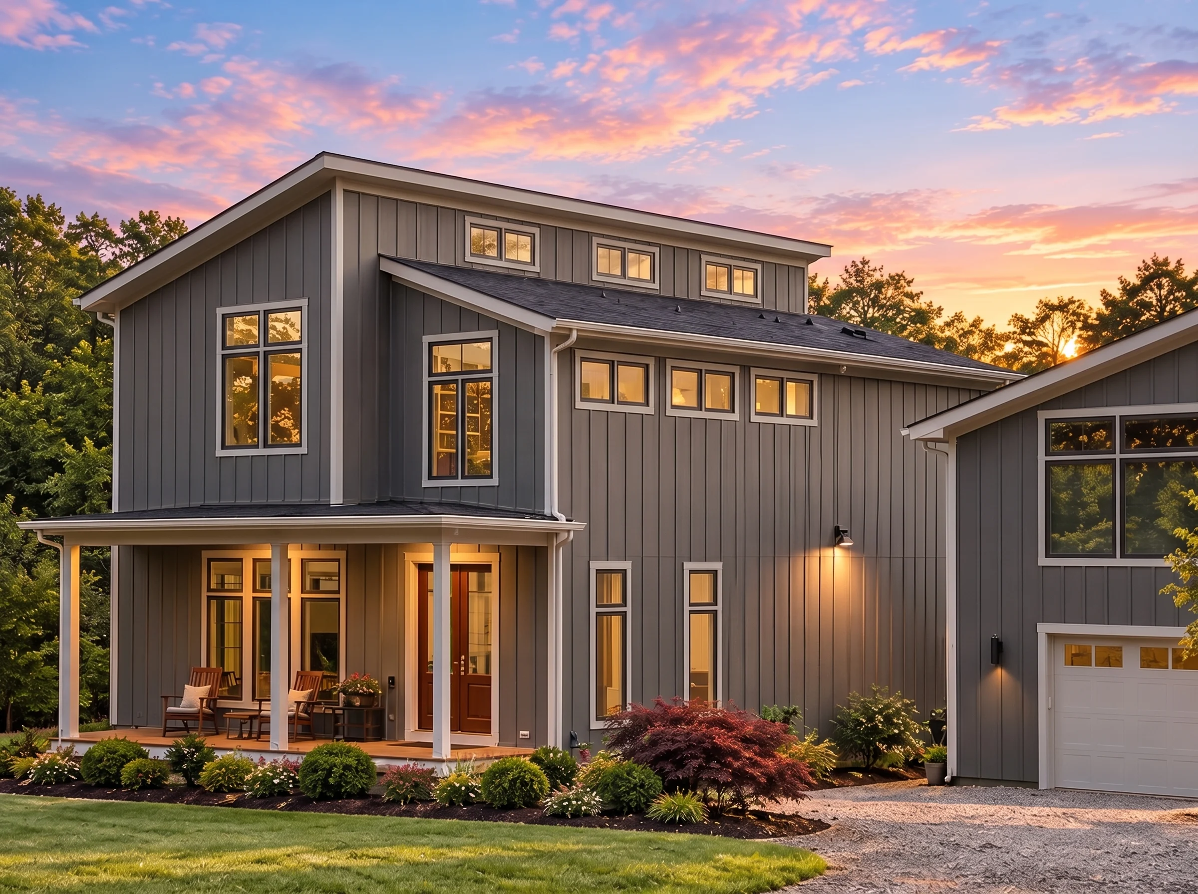 Plan  13-1358 – Aster Garden Farmhouse  | Modern Farmhouse – 3-Bed, 4-Bath, 2,928 SF - Warm Charcoal, AI-generated exterior concept