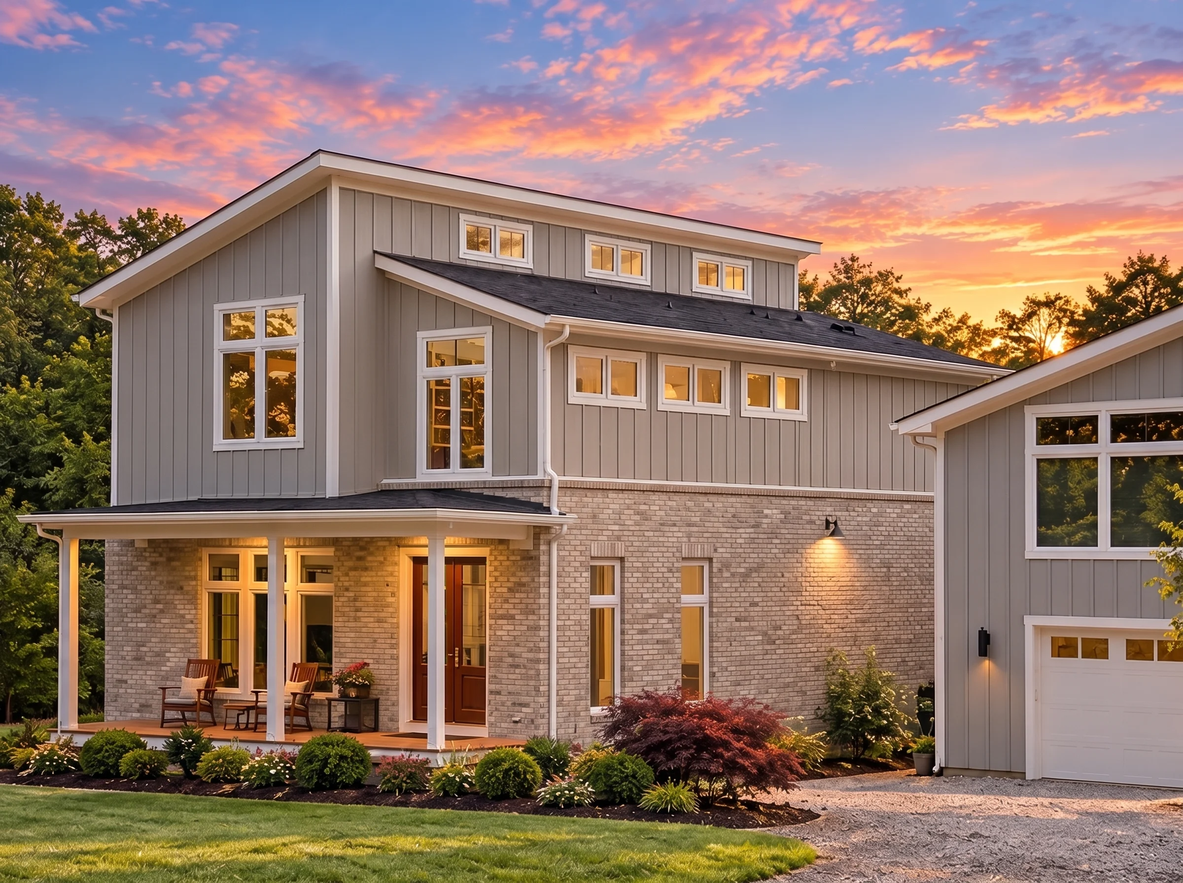 Plan  13-1358 – Aster Garden Farmhouse  | Modern Farmhouse – 3-Bed, 4-Bath, 2,928 SF - Natural Brick, AI-generated exterior concept