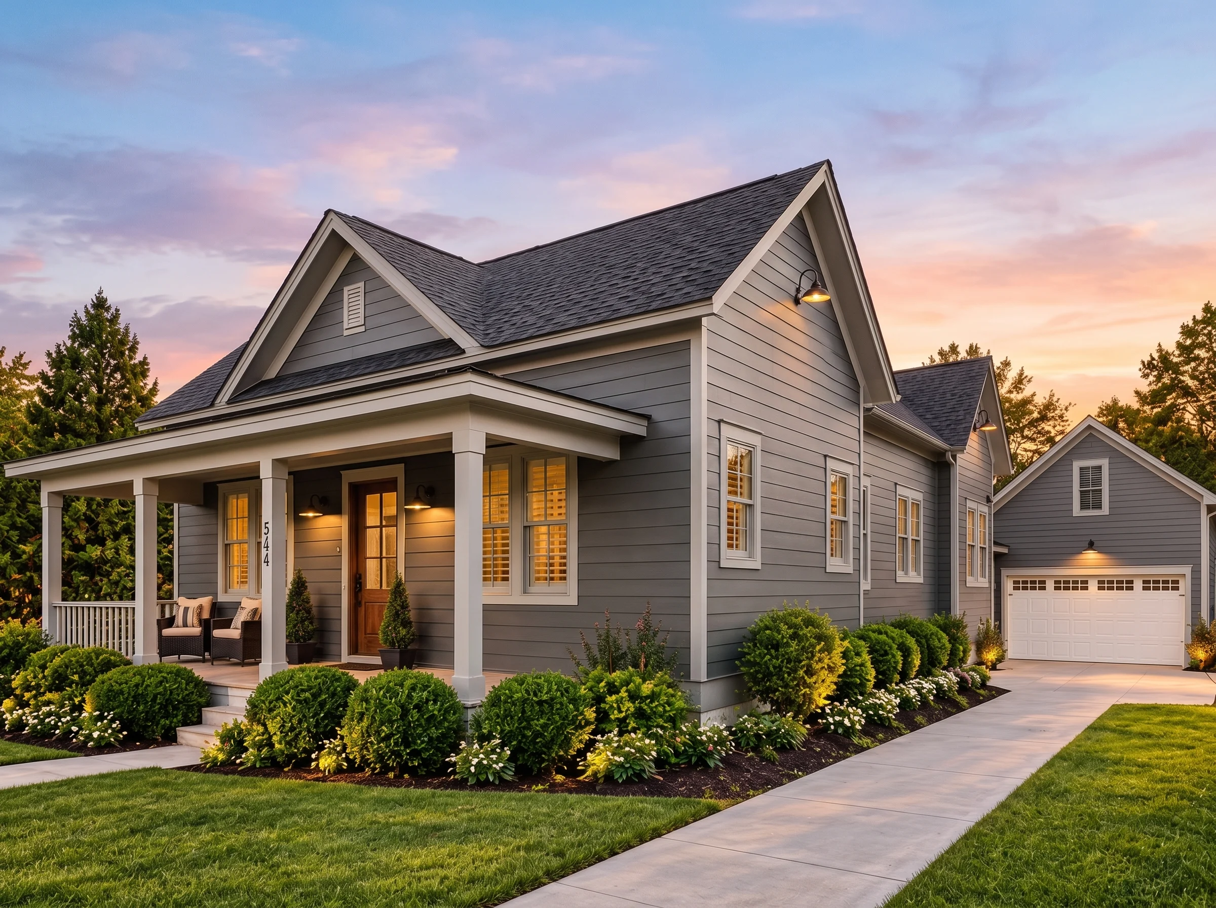 Plan  13-1365 – Magnolia Ridge House  | American Cottage – 3-Bed, 2-Bath, 1,625 SF - Warm Charcoal, AI-generated exterior concept