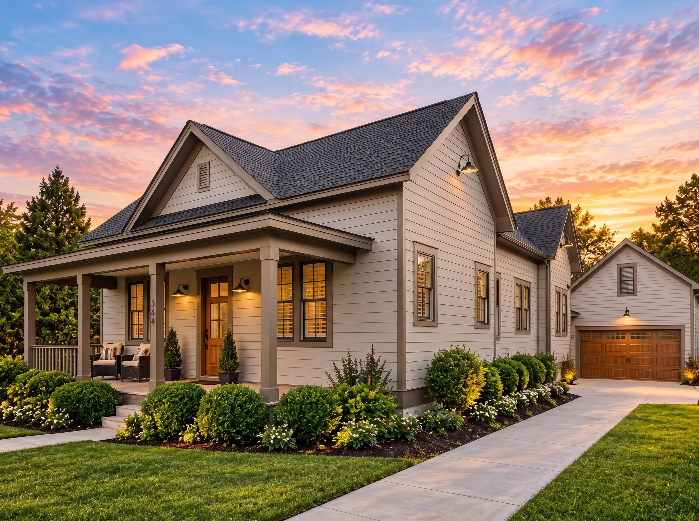 Plan  13-1365 – Magnolia Ridge House  | American Cottage – 3-Bed, 2-Bath, 1,625 SF - Mushroom Taupe, AI-generated exterior concept