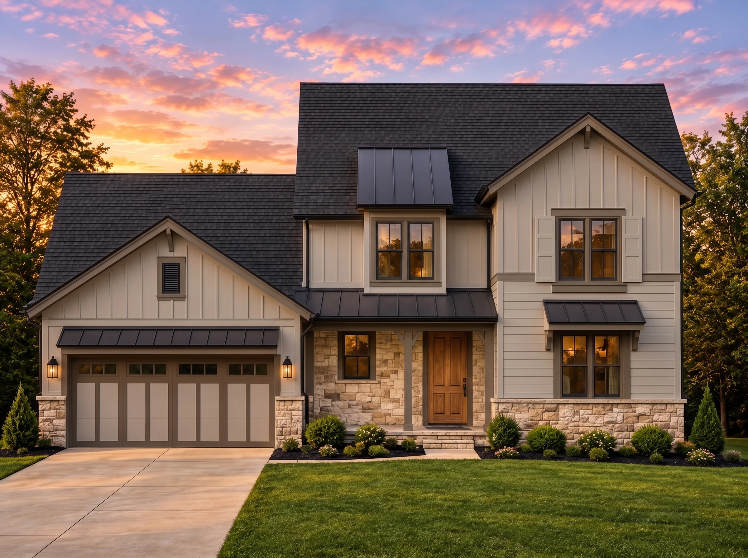 Plan  13-1360 – Delaware Bay |  Modern Farmhouse – 4-Bed, 3.5-Bath, 2,919 SF - Mushroom Taupe, AI-generated exterior concept