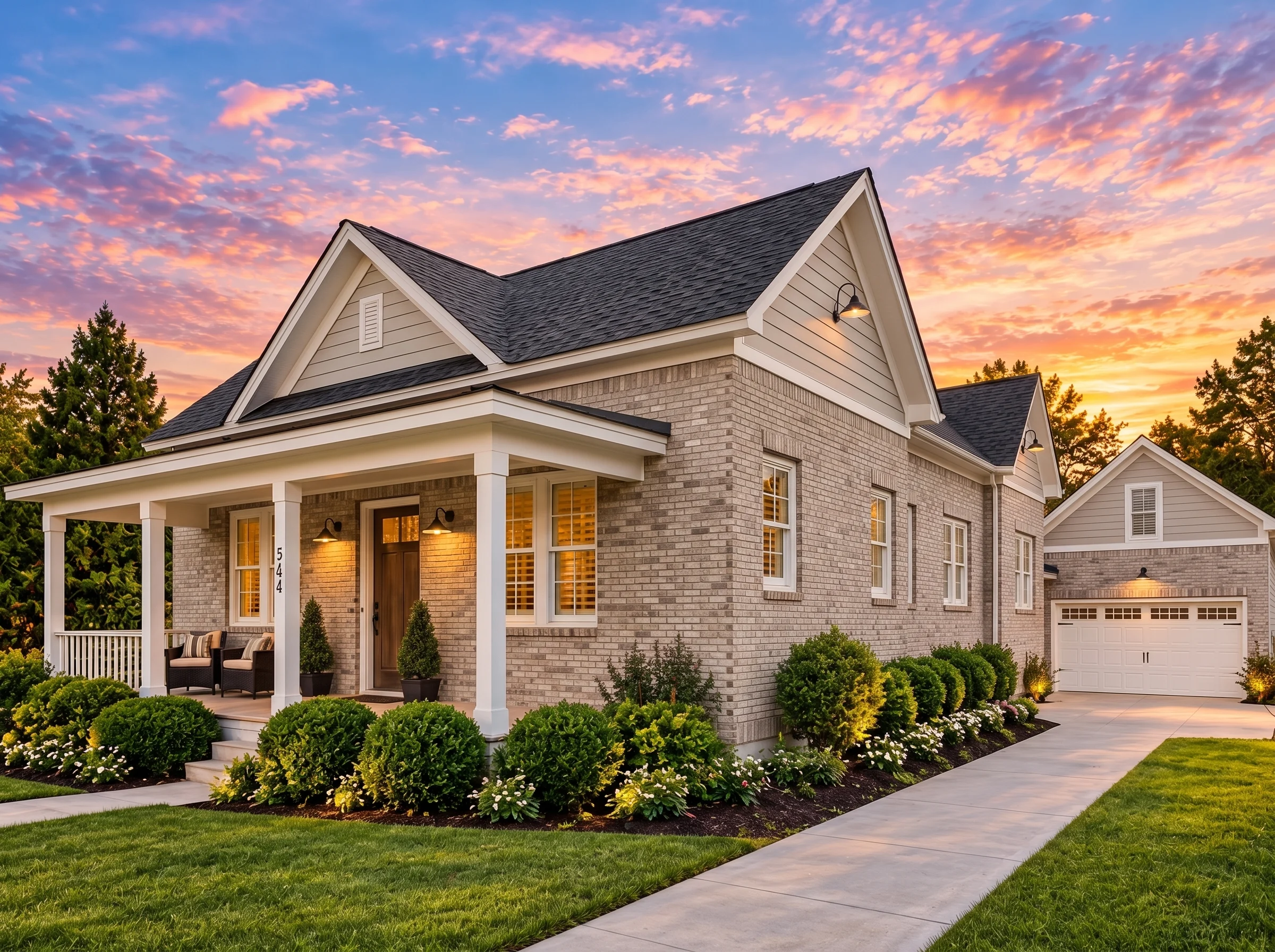 Plan  13-1365 – Magnolia Ridge House  | American Cottage – 3-Bed, 2-Bath, 1,625 SF - Natural Brick, AI-generated exterior concept