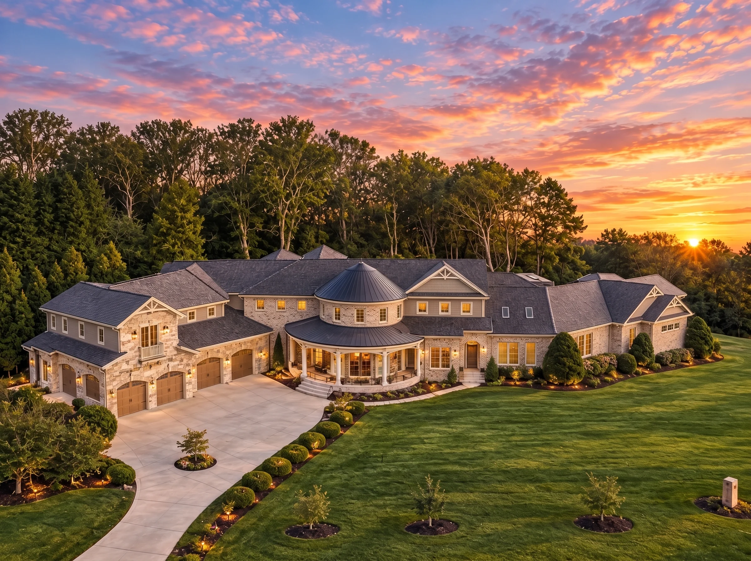 Plan  13-1367 – The Vow | New  American – 5-Bed, 3.5-Bath, 7,492 SF - Natural Brick, AI-generated exterior concept