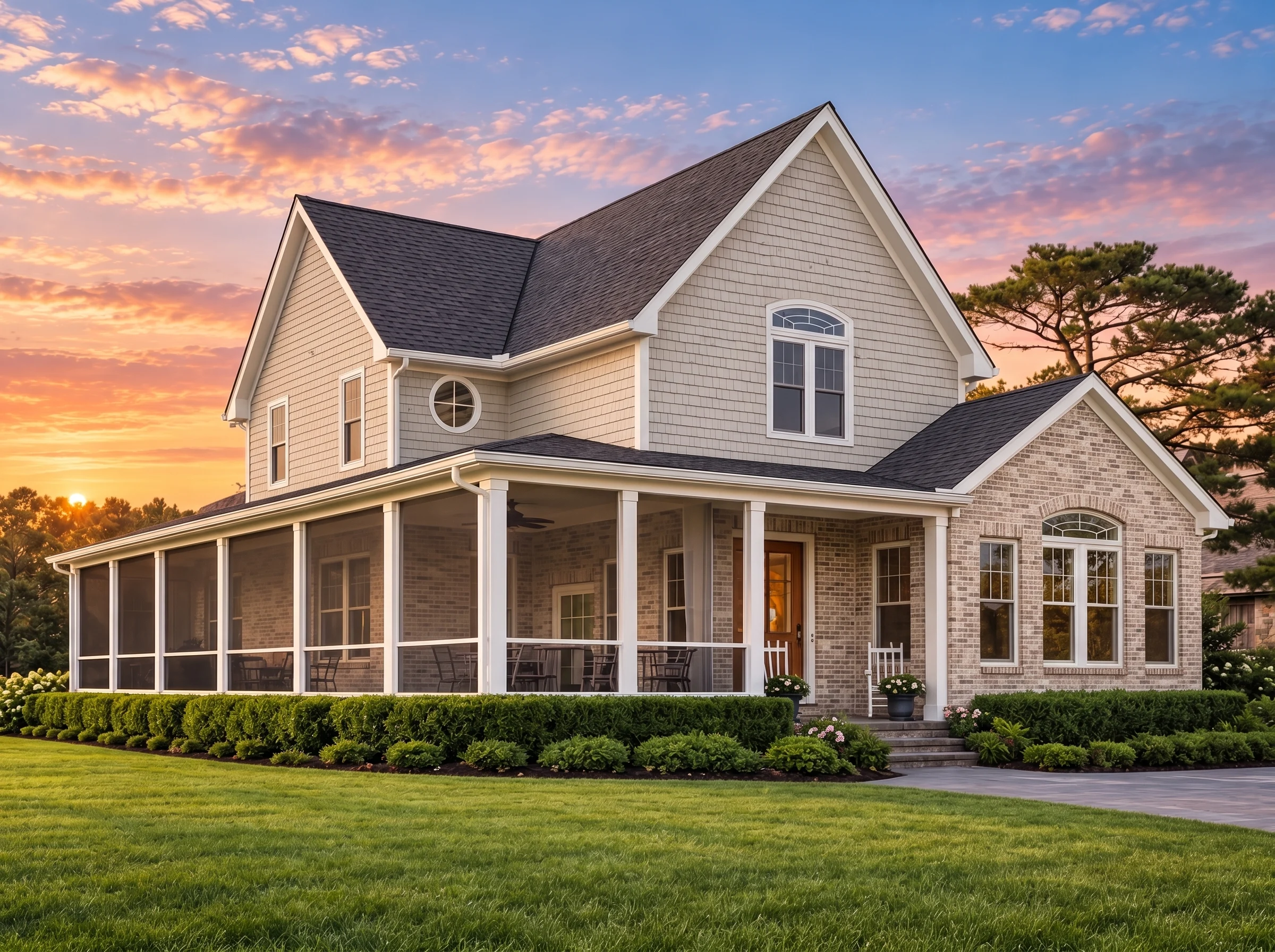 Plan  13-1405 – Beechwood Brook Cottage | New American – 4-Bed, 3.5-Bath, 2,830 SF - Natural Brick, AI-generated exterior concept