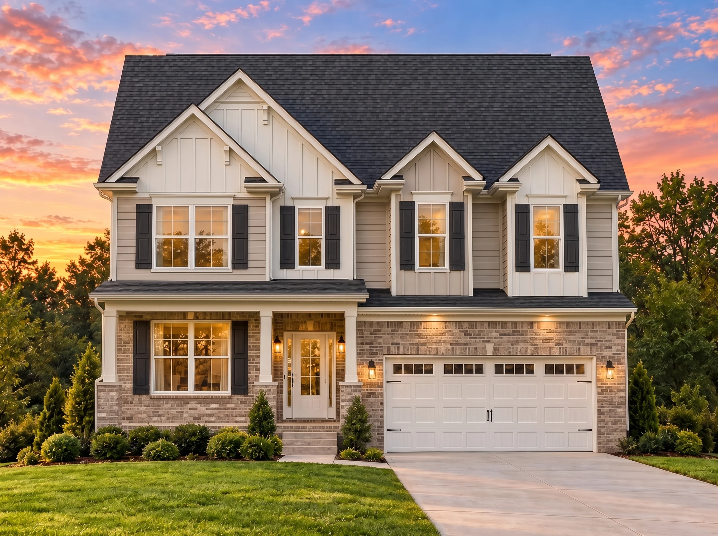 Plan  13-1433 – Luminary Manor | New  American – 4-Bed, 3.5-Bath, 2,427 SF - Natural Brick, AI-generated exterior concept