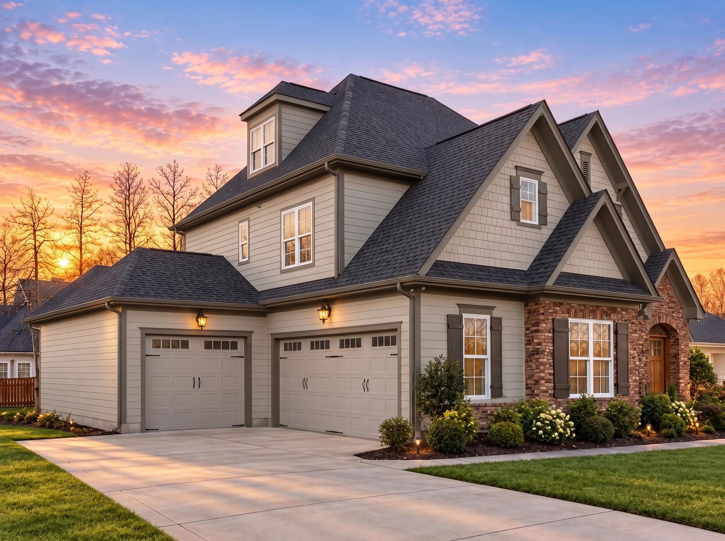 Plan  13-1456 – Ashbury Estate | New  American – 5-Bed, 5-Bath, 2,869 SF - Mushroom Taupe, AI-generated exterior concept