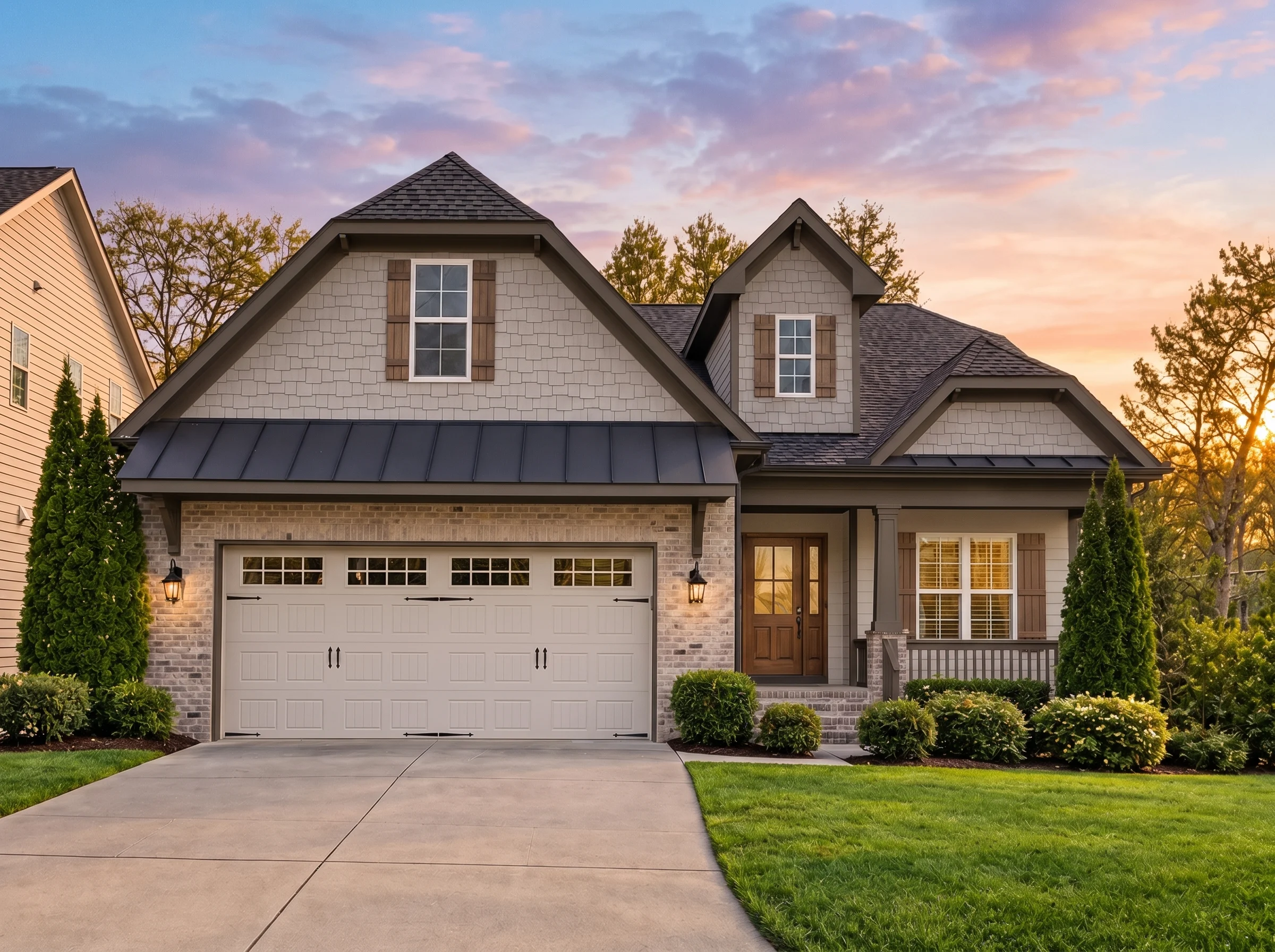 Plan  13-1482 – Aster Landing Residence | Modern Farmhouse – 3-Bed, 3.5-Bath, 2,871 SF - Mushroom Taupe, AI-generated exterior concept