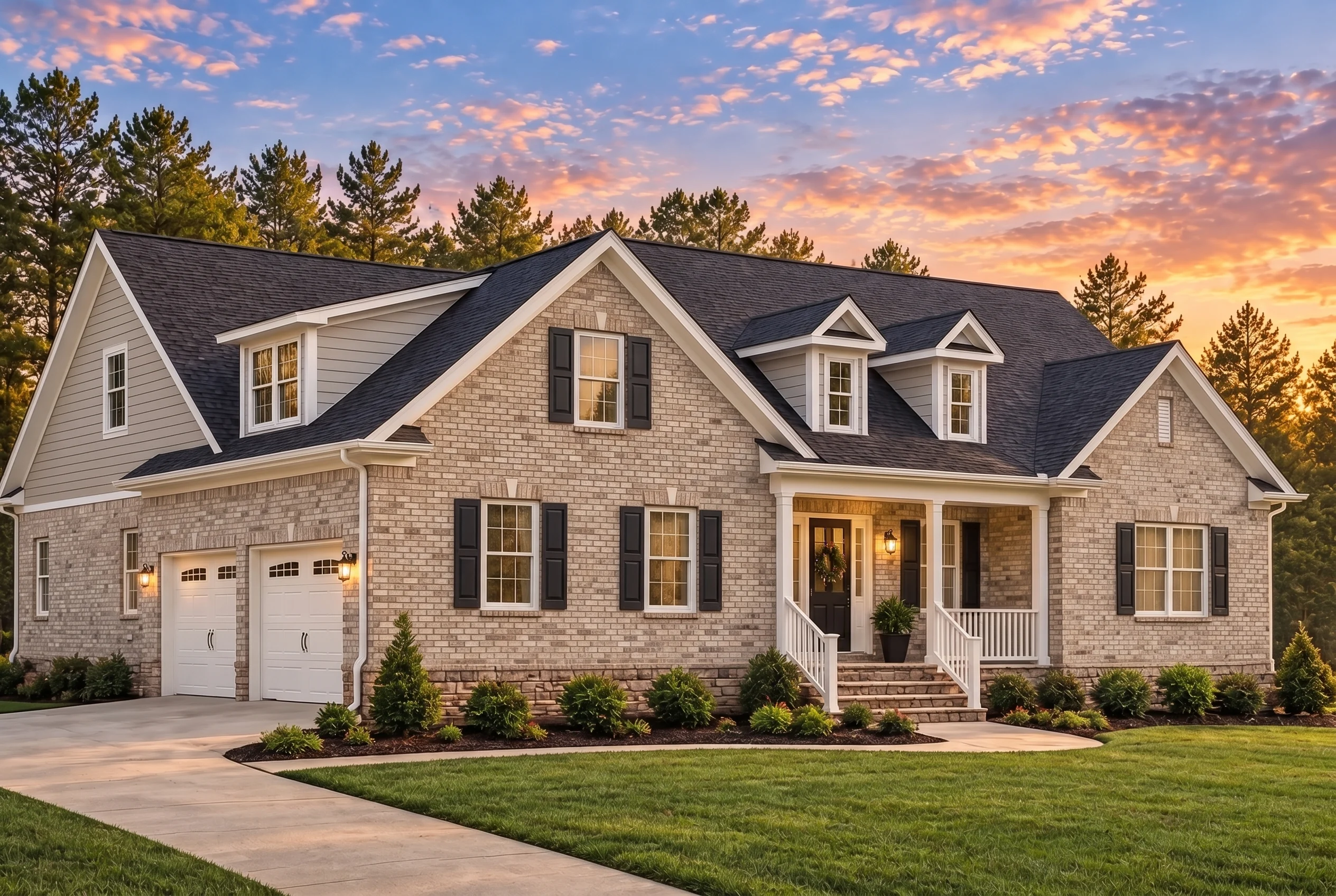Plan  13-1459 – Aster Trail Lodge |  Traditional – 3-Bed, 2.5-Bath, 2,710 SF - Natural Brick, AI-generated exterior concept