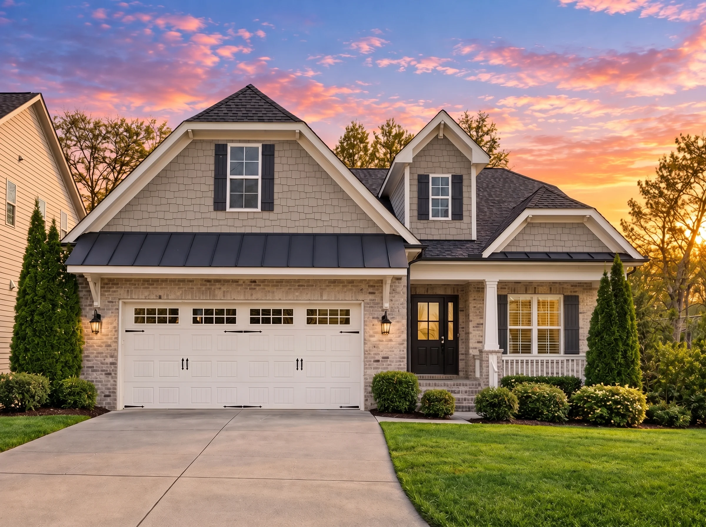Plan  13-1482 – Aster Landing Residence | Modern Farmhouse – 3-Bed, 3.5-Bath, 2,871 SF - Natural Brick, AI-generated exterior concept
