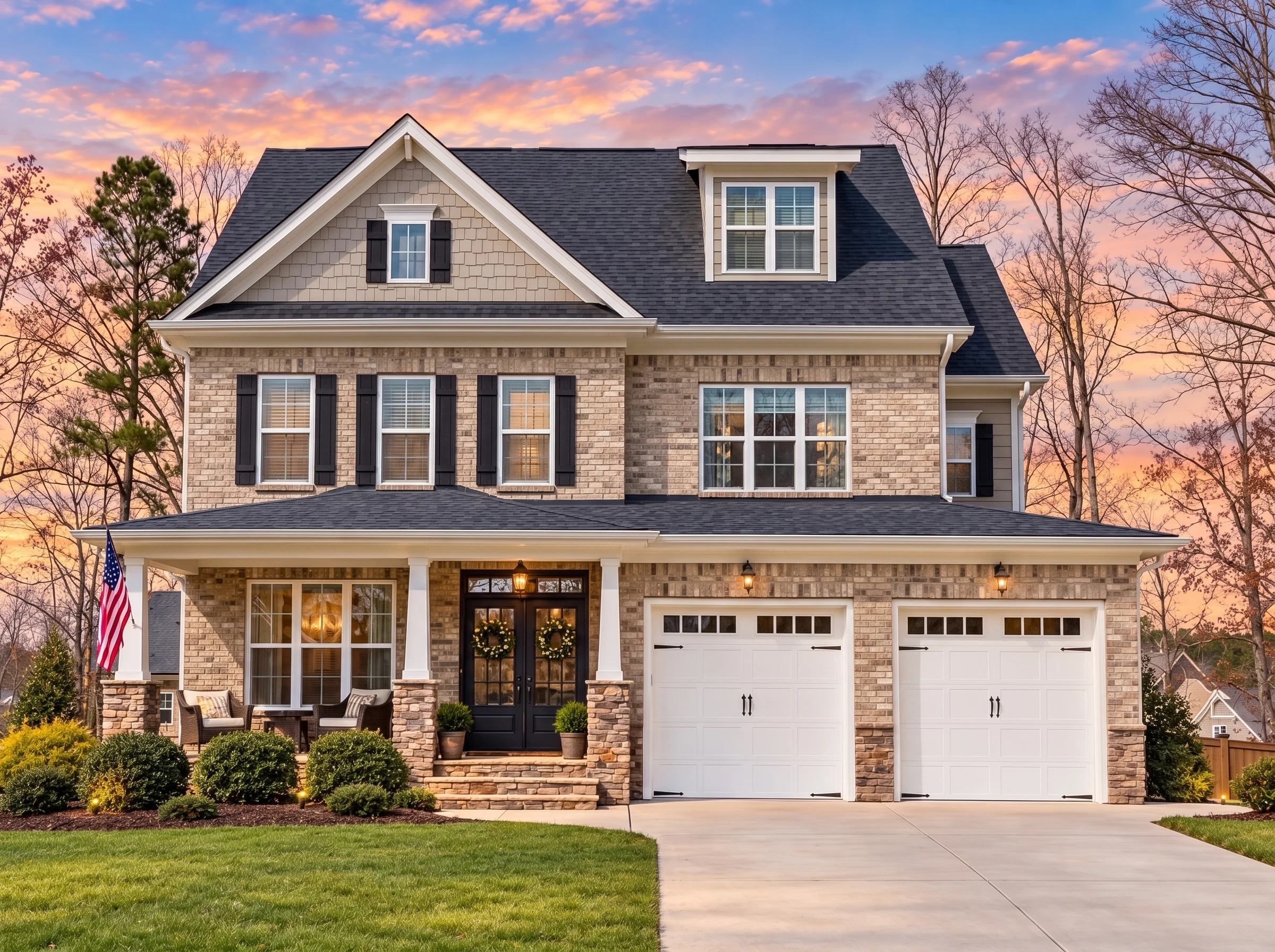 Plan  13-1510 – Auburn Trail House |  New American – 5-Bed, 4.5-Bath, 3,212 SF - Natural Brick, AI-generated exterior concept