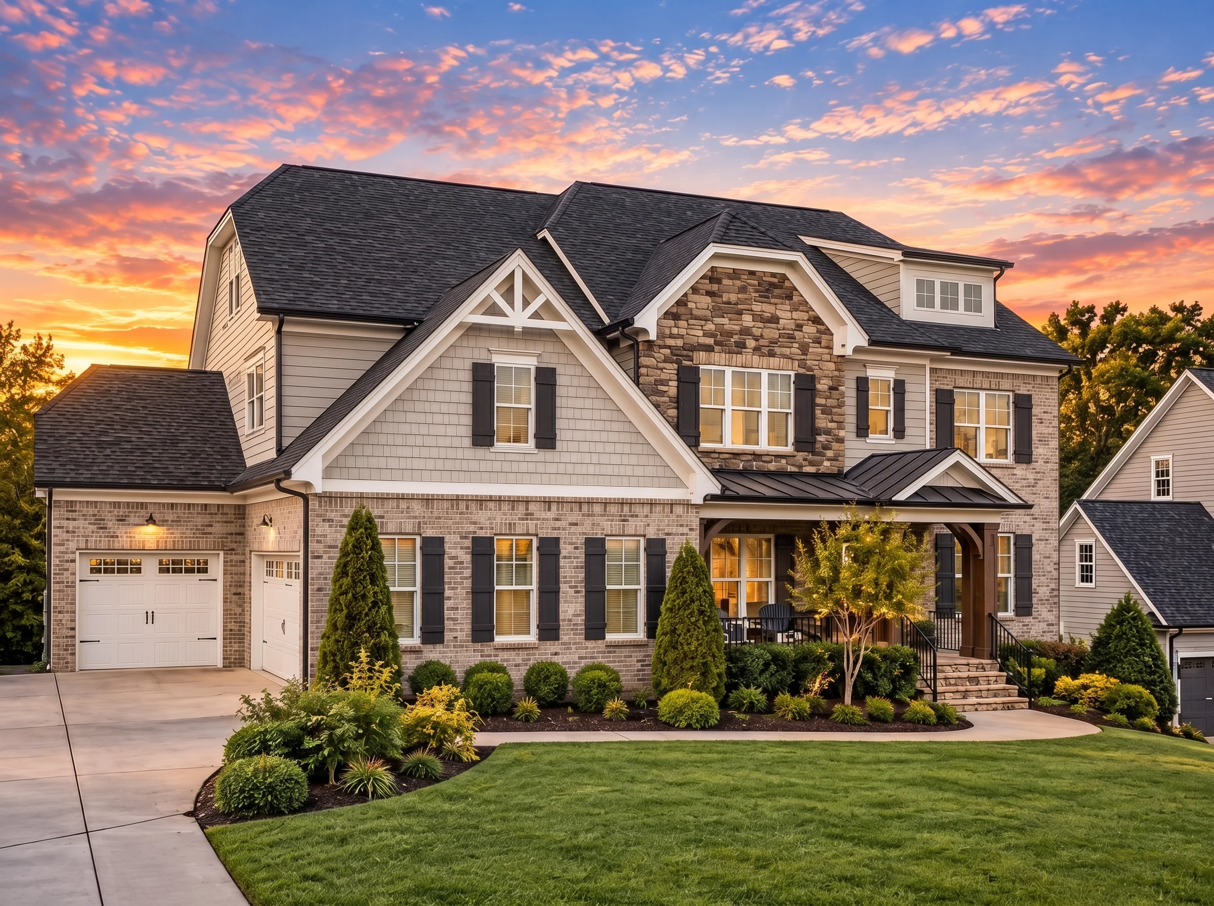 Plan  13-1817 – Mark Retreat | New  American – 5-Bed, 5-Bath, 3,980 SF - Natural Brick, AI-generated exterior concept