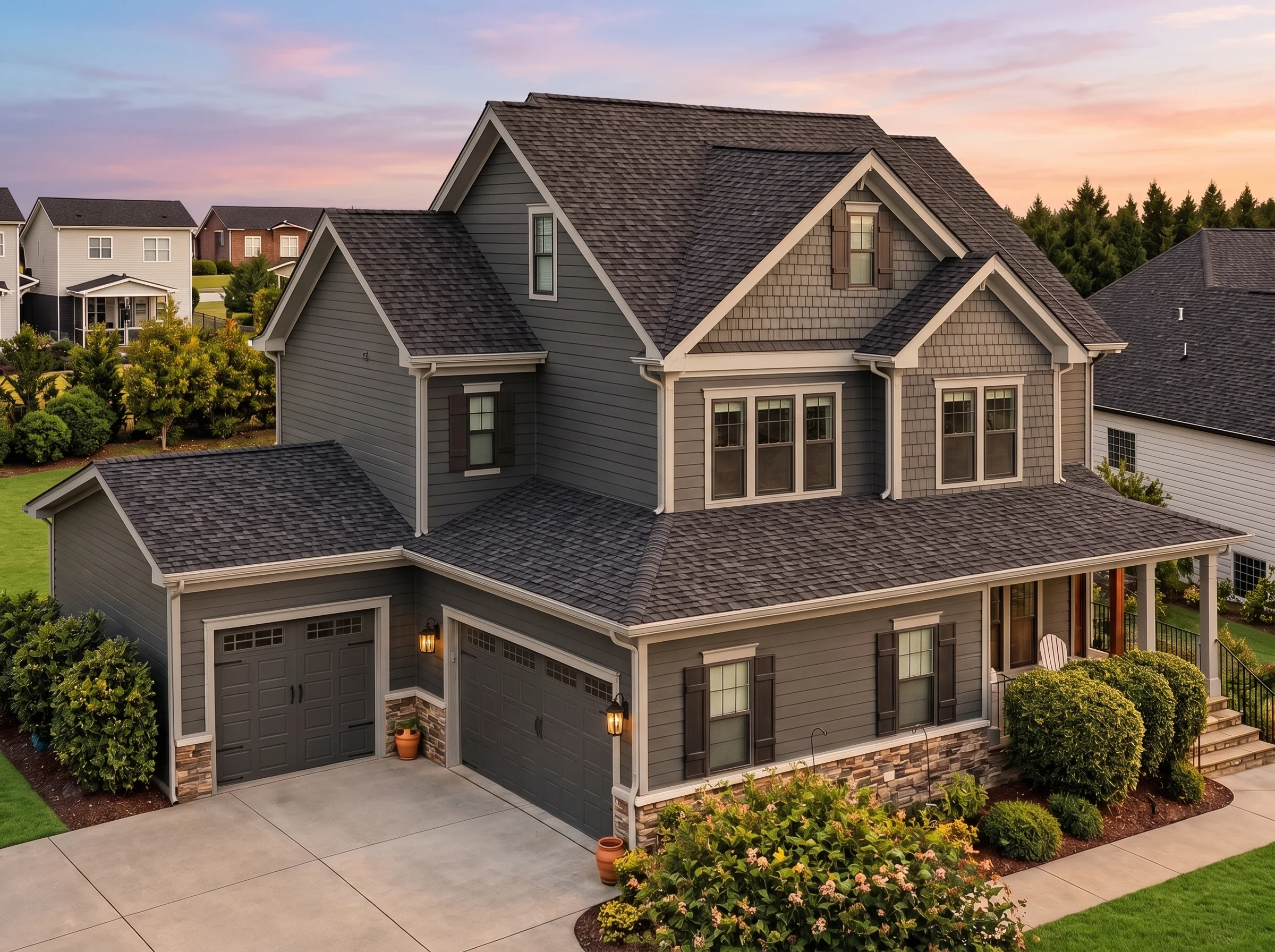 Plan  13-1790 – Manor Inn | Coastal  Farmhouse – 4-Bed, 3.5-Bath, 2,886 SF - Warm Charcoal, AI-generated exterior concept