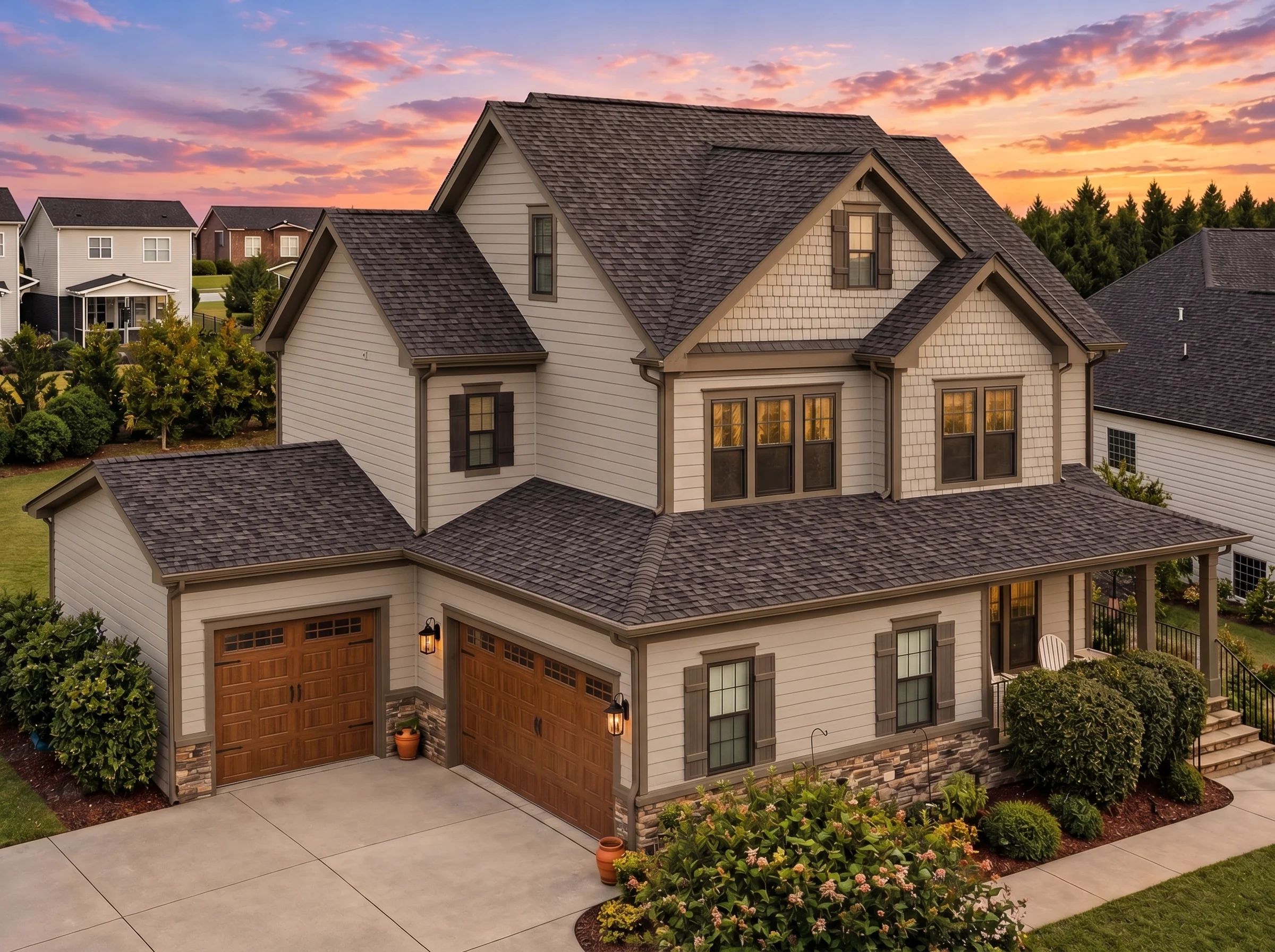 Plan  13-1790 – Manor Inn | Coastal  Farmhouse – 4-Bed, 3.5-Bath, 2,886 SF - Mushroom Taupe, AI-generated exterior concept