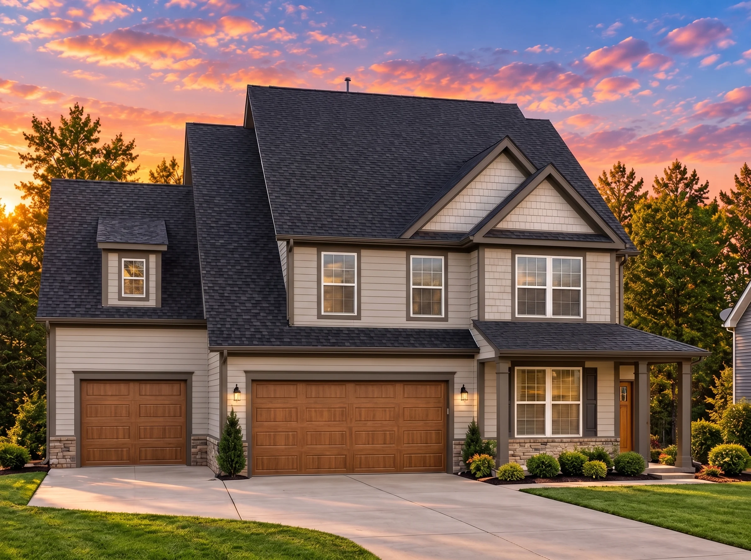 Plan  13-1791 – Aster Station Cottage  | New American – 4-Bed, 2.5-Bath, 3,024 SF - Mushroom Taupe, AI-generated exterior concept