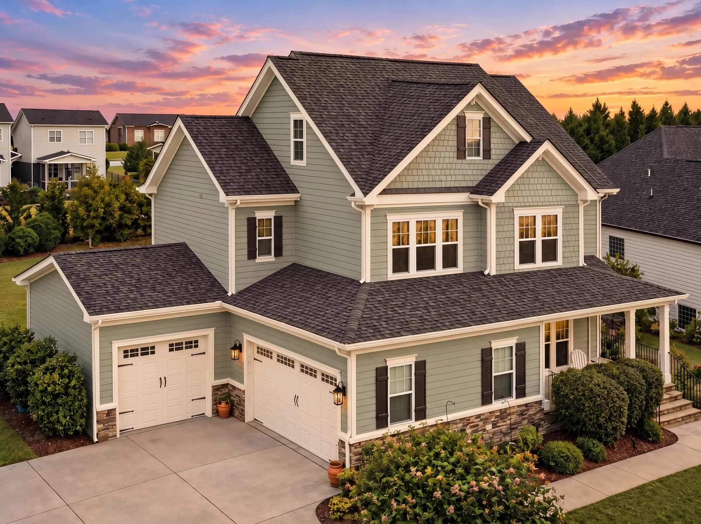 Plan  13-1790 – Manor Inn | Coastal  Farmhouse – 4-Bed, 3.5-Bath, 2,886 SF - Muted Sage, AI-generated exterior concept