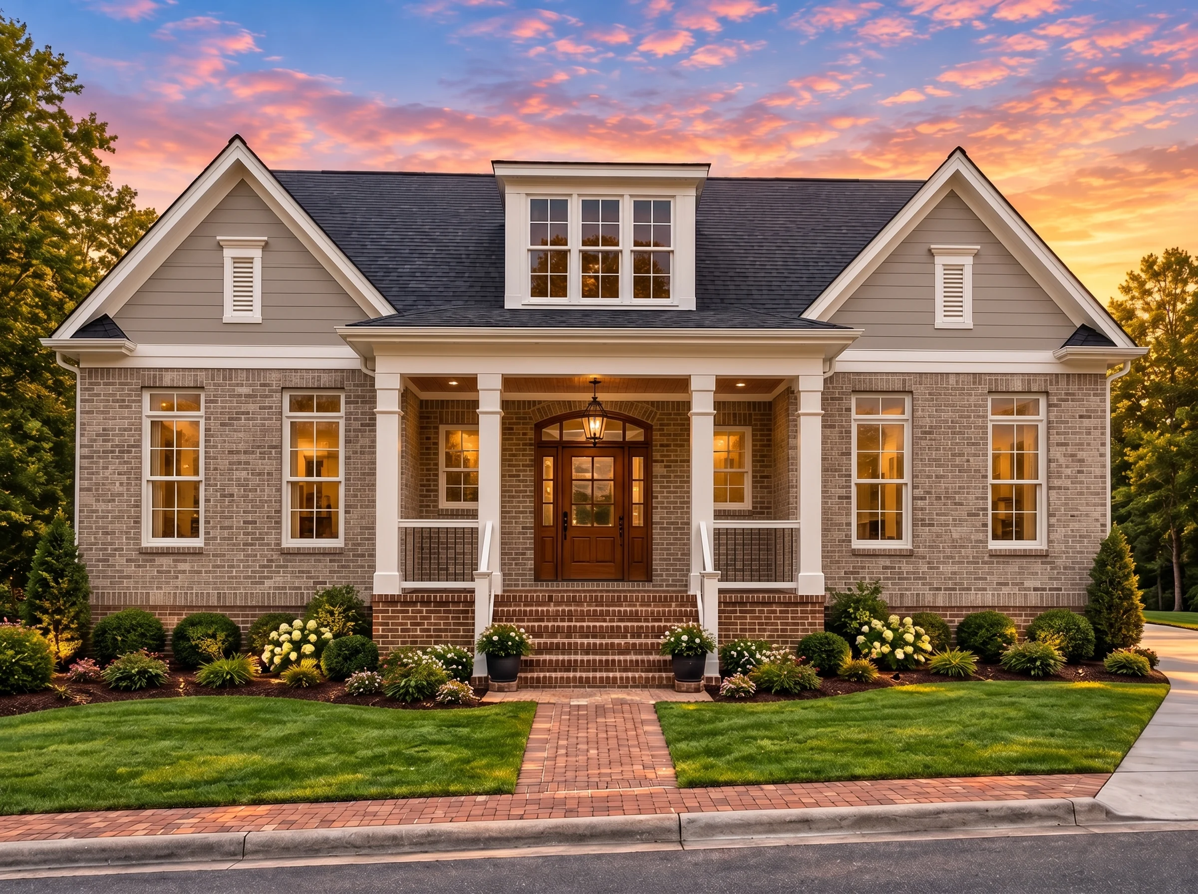 Plan  13-1782 – Iowa Basin | Cape  Cod – 4-Bed, 3-Bath, 4,539 SF - Natural Brick, AI-generated exterior concept