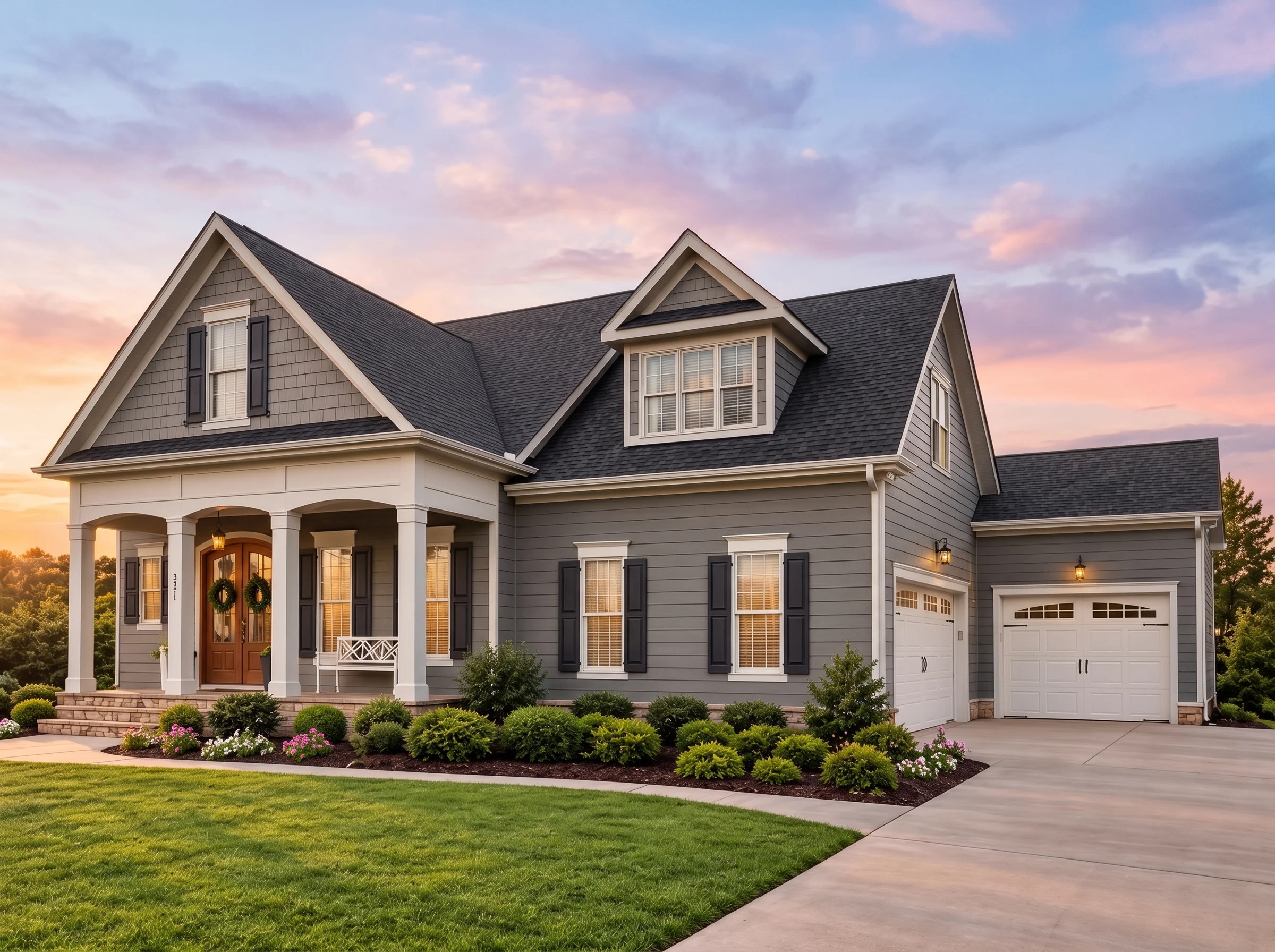 Plan  13-1770 – The Foundation |  Southern Farmhouse – 4-Bed, 4-Bath, 3,274 SF - Warm Charcoal, AI-generated exterior concept