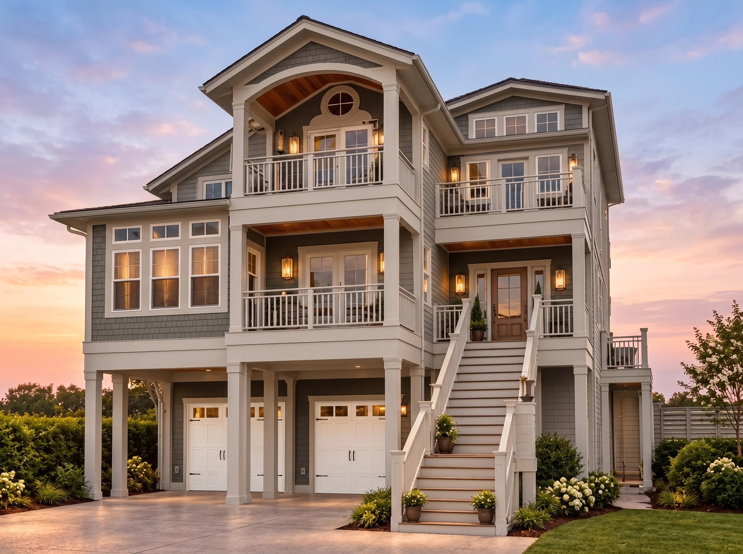 Plan  13-1763 – Juneau Farmhouse |  Coastal – 5-Bed, 5-Bath, 4,159 SF - Warm Charcoal, AI-generated exterior concept
