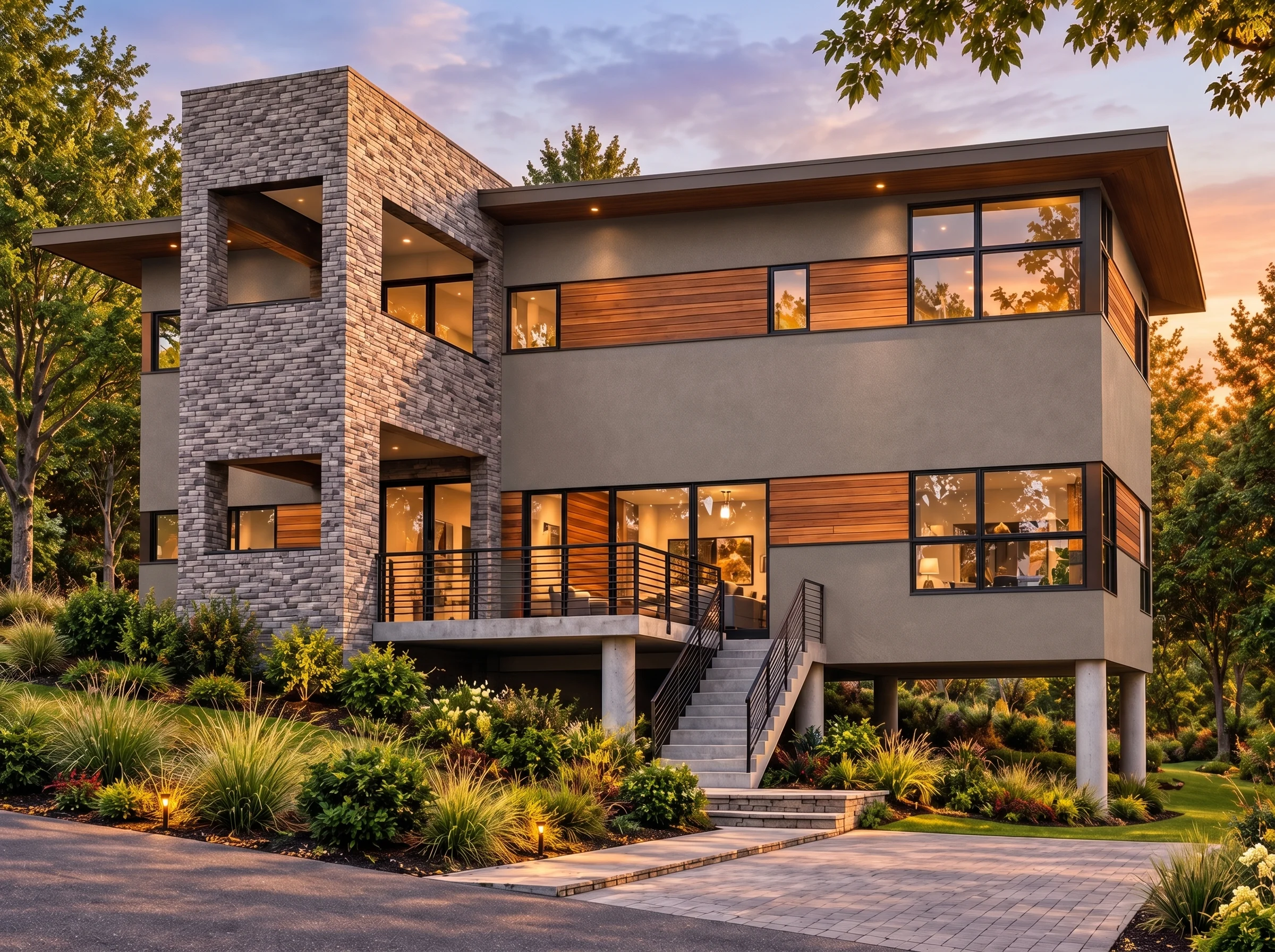 Plan  13-1730 – HomelyNook | Modern  Contemporary – 3-Bed, 2.5-Bath, 2,433 SF - Mushroom Taupe, AI-generated exterior concept
