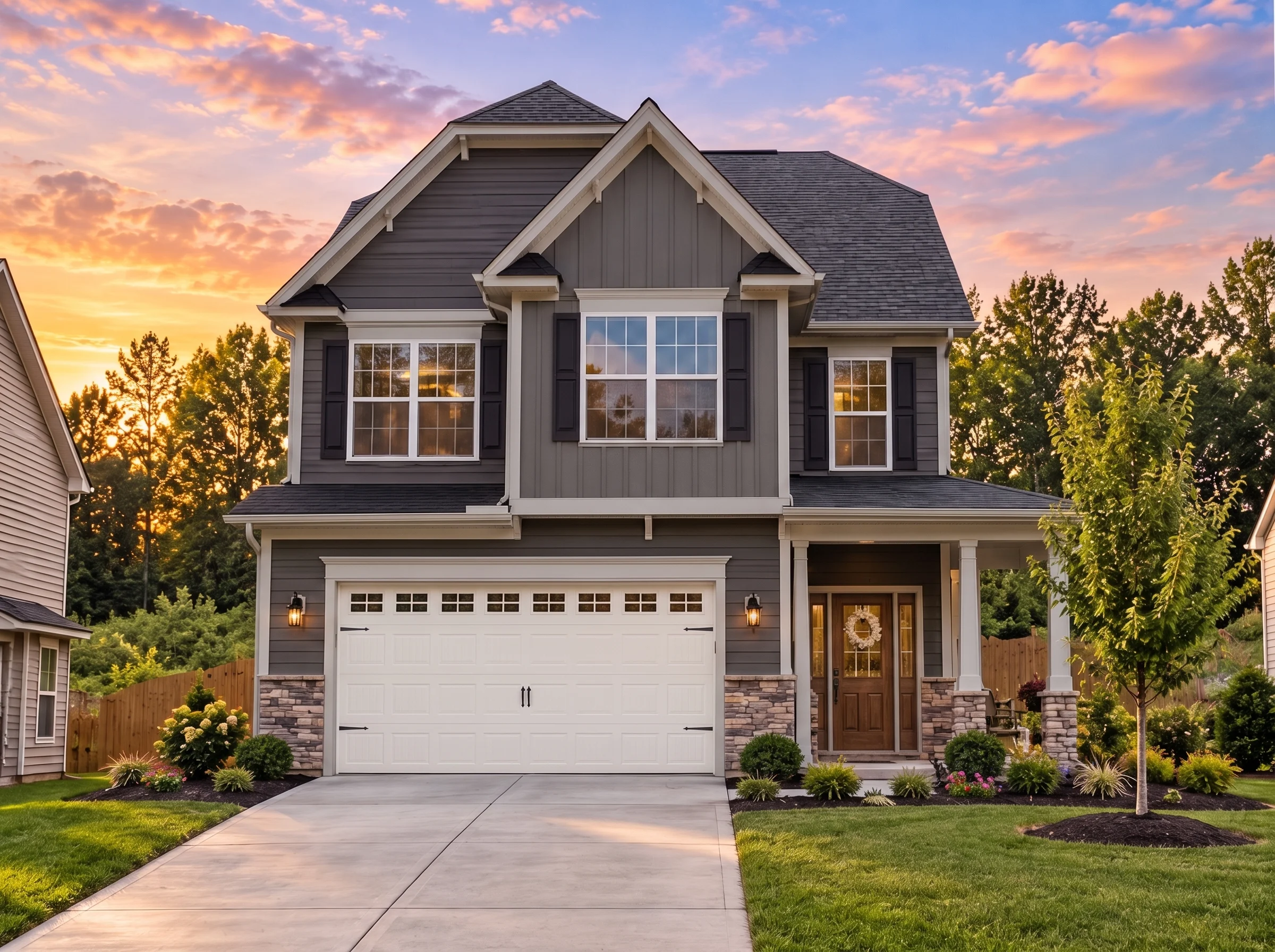 Plan  13-1695 – Cedar Point Manor |  Modern Farmhouse – 4-Bed, 2.5-Bath, 1,822 SF - Warm Charcoal, AI-generated exterior concept