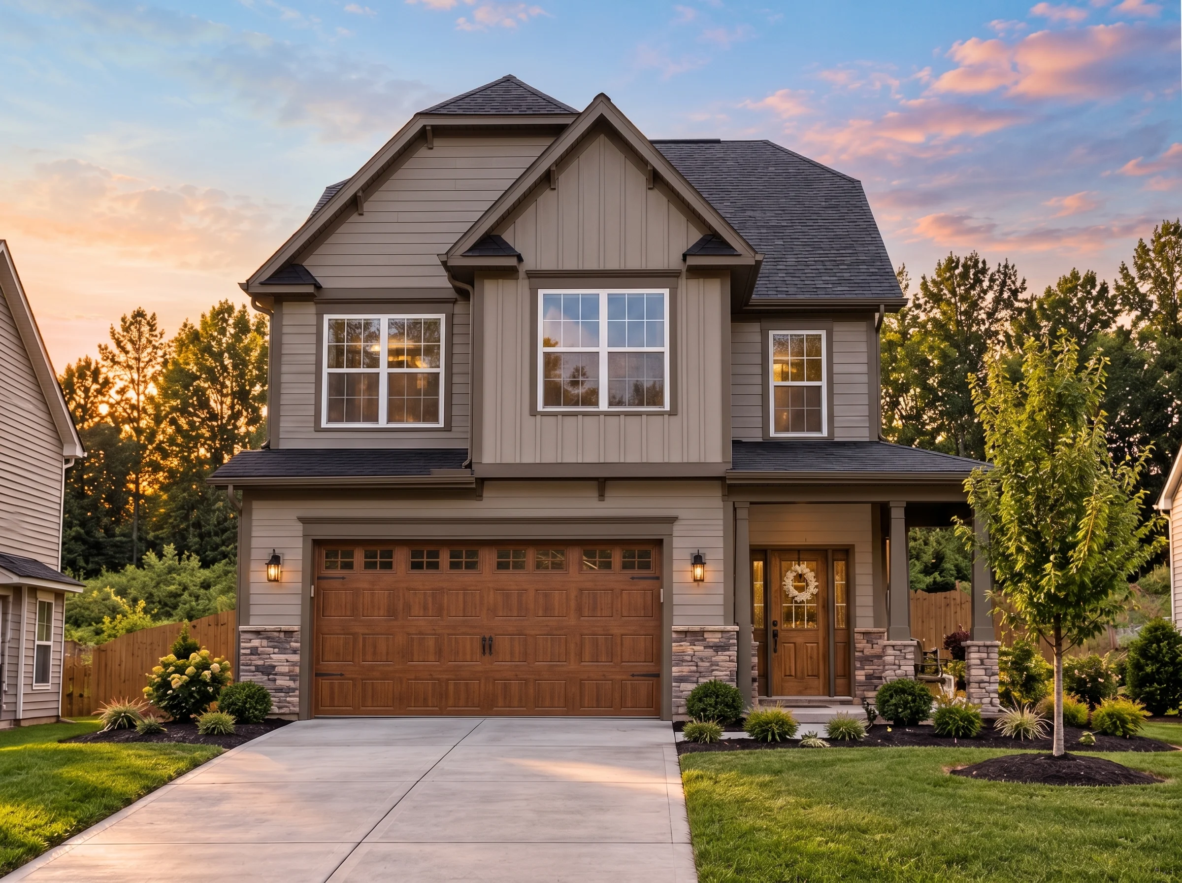 Plan  13-1695 – Cedar Point Manor |  Modern Farmhouse – 4-Bed, 2.5-Bath, 1,822 SF - Mushroom Taupe, AI-generated exterior concept