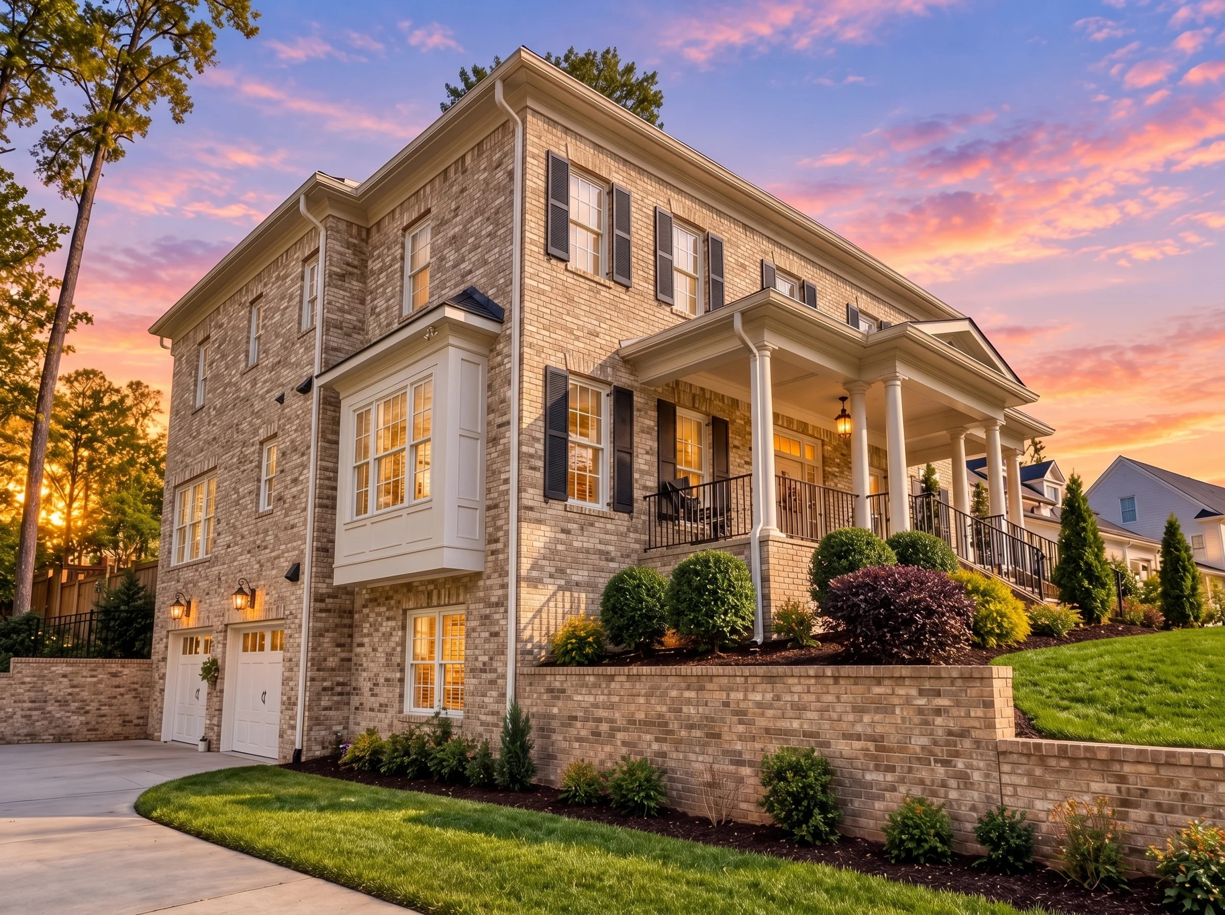Plan  13-1650 – Oak Springs Estate |  Georgian Colonial – 5-Bed, 5.5-Bath, 6,049 SF - Natural Brick, AI-generated exterior concept