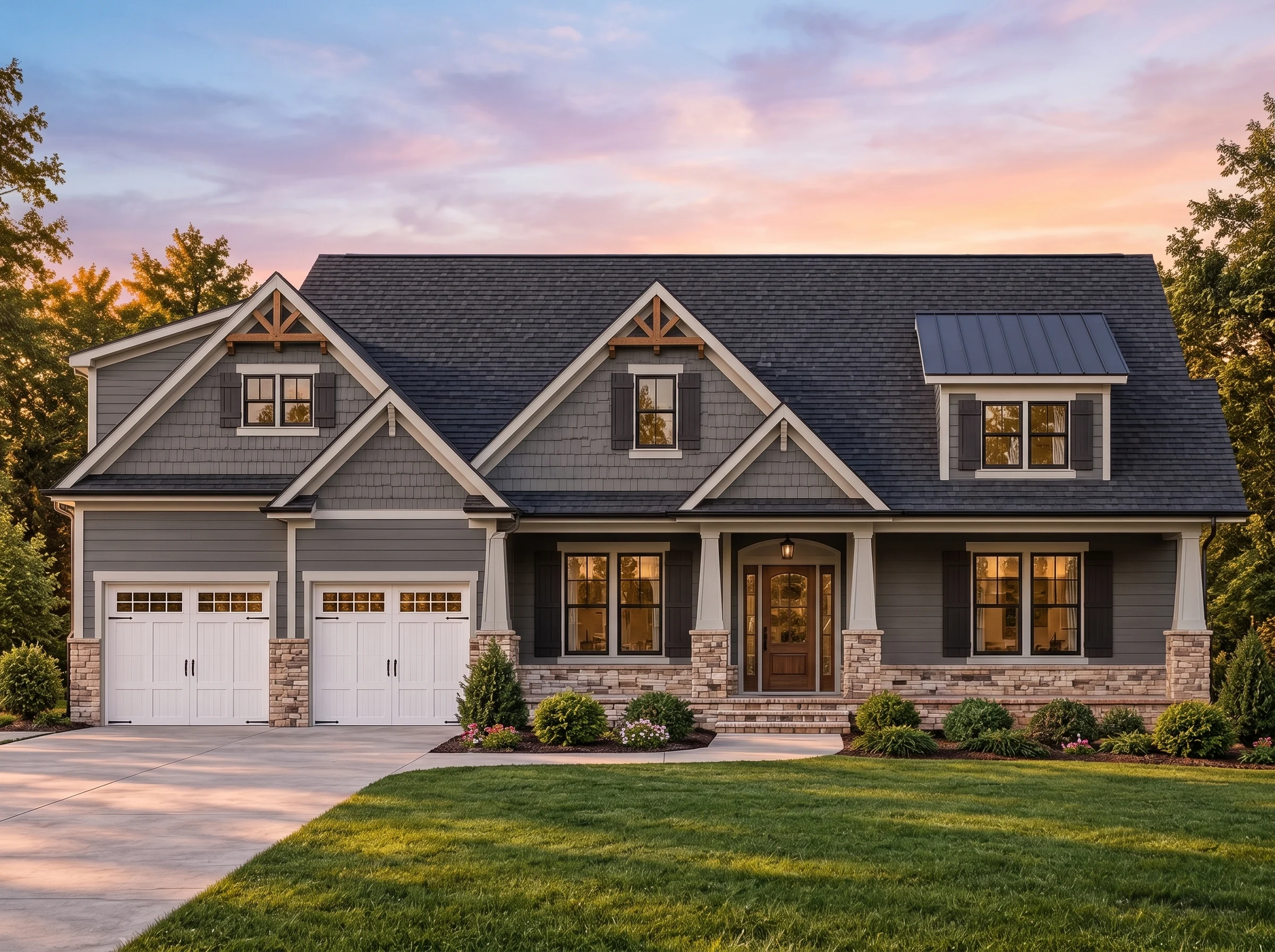 Plan  13-1630 – Aster Brook Chalet |  Craftsman – 5-Bed, 4.5-Bath, 2,875 SF - Warm Charcoal, AI-generated exterior concept