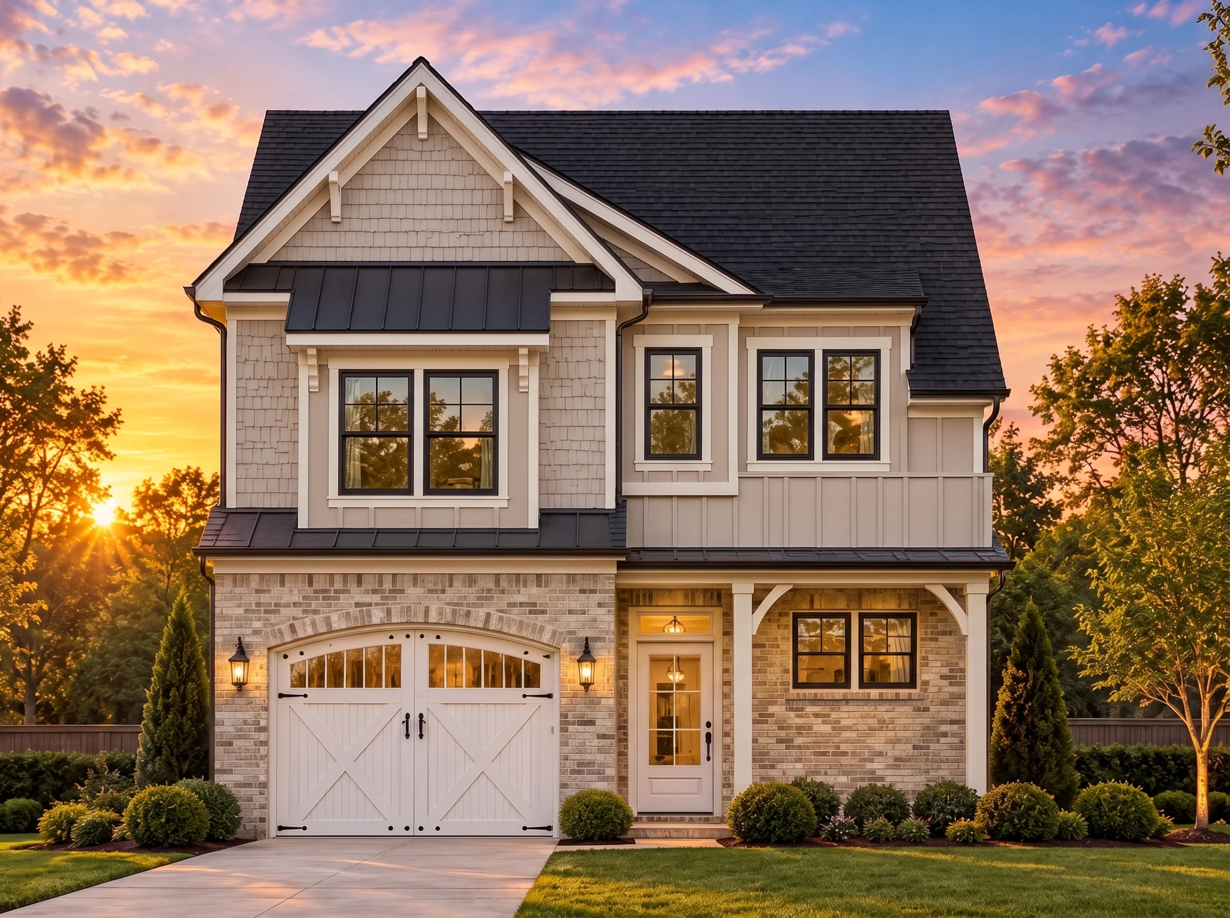 Plan  13-1586 – Act Retreat | Modern  Farmhouse – 3-Bed, 2.5-Bath, 1,663 SF - Natural Brick, AI-generated exterior concept