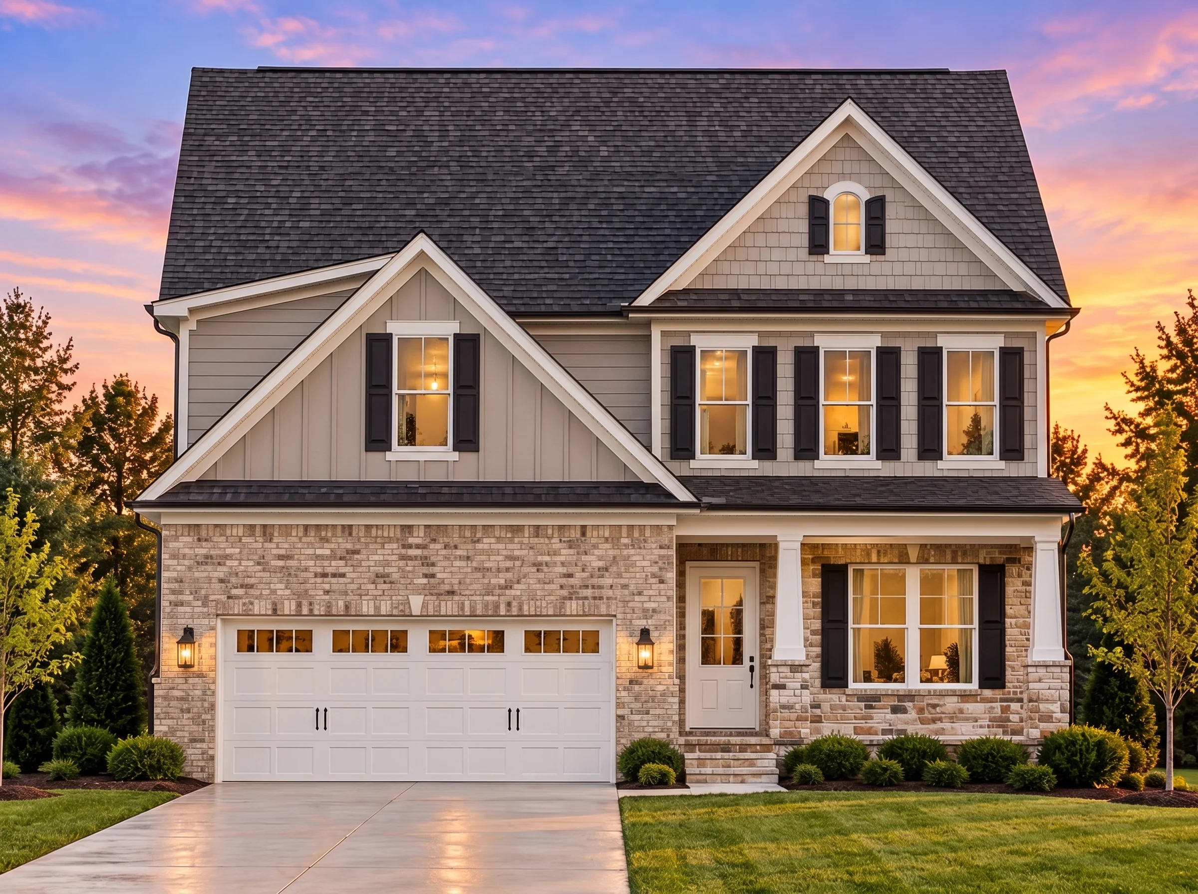 Plan  13-1559 – Palmetto Gulf | New  American – 4-Bed, 3.5-Bath, 2,684 SF - Natural Brick, AI-generated exterior concept