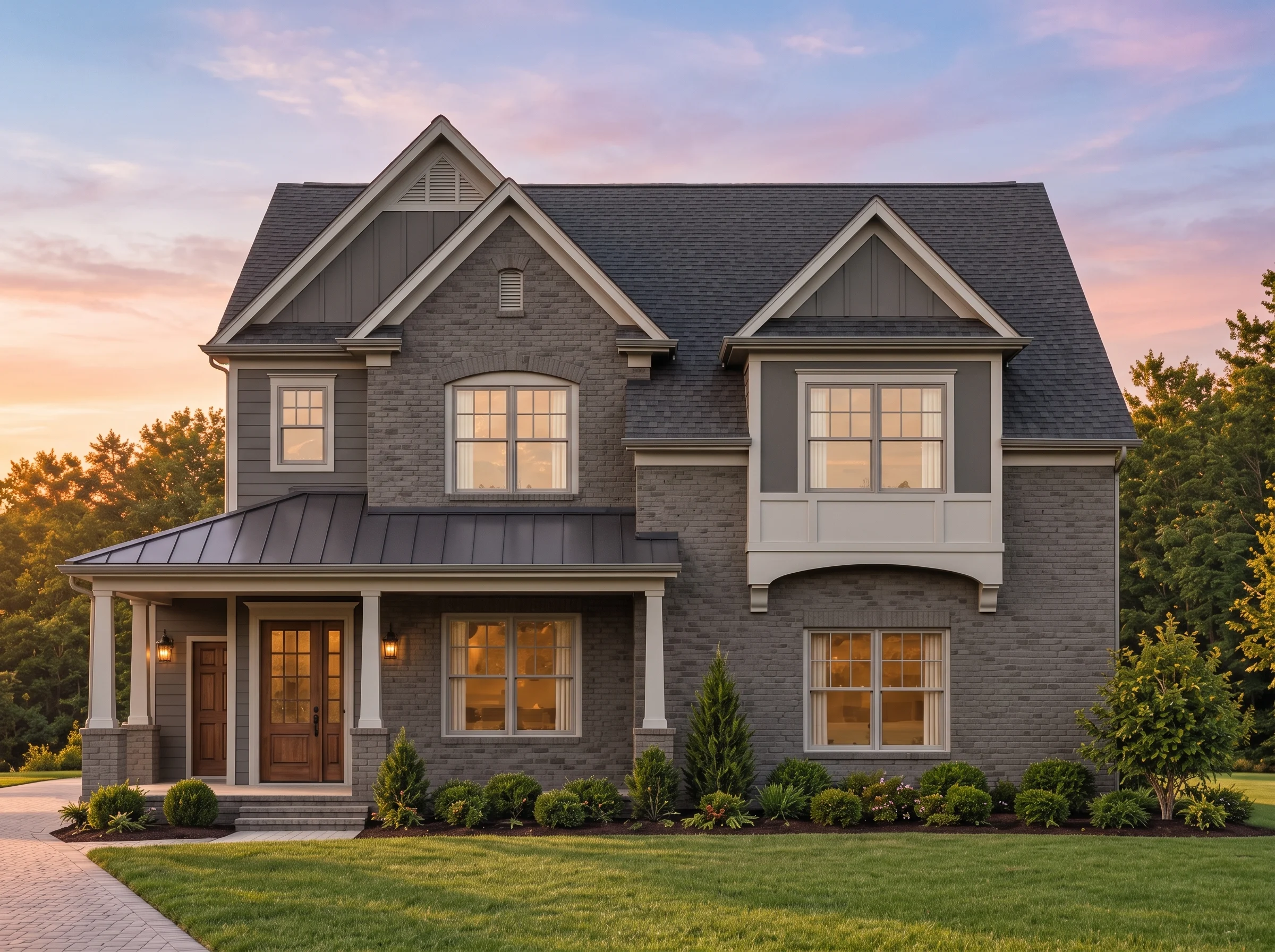 Plan  13-1639 – Yew Tree Cove Cottage  | Traditional Colonial – 4-Bed, 3.5-Bath, 3,400 SF - Warm Charcoal, AI-generated exterior concept