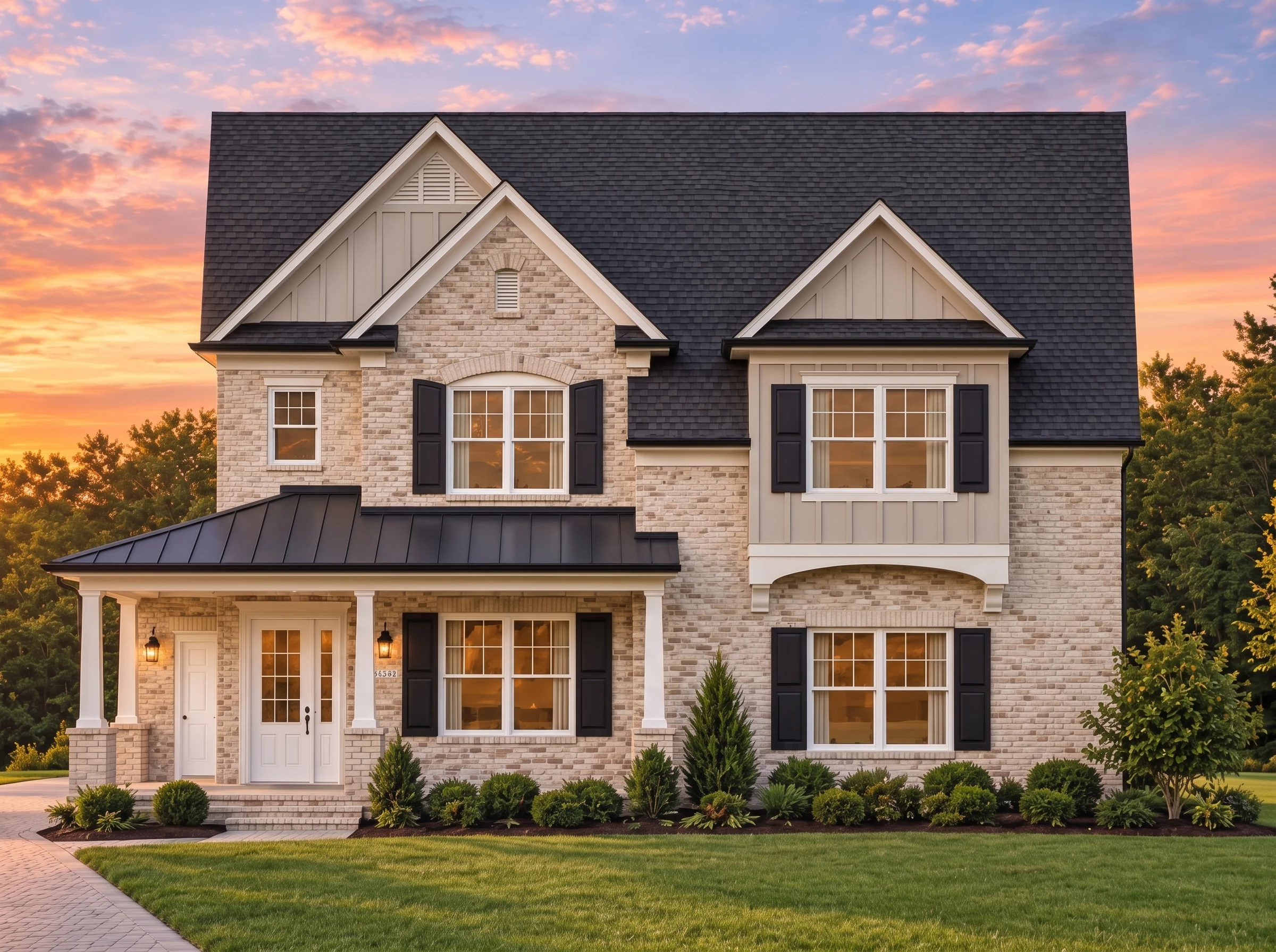 Plan  13-1639 – Yew Tree Cove Cottage  | Traditional Colonial – 4-Bed, 3.5-Bath, 3,400 SF - Natural Brick, AI-generated exterior concept