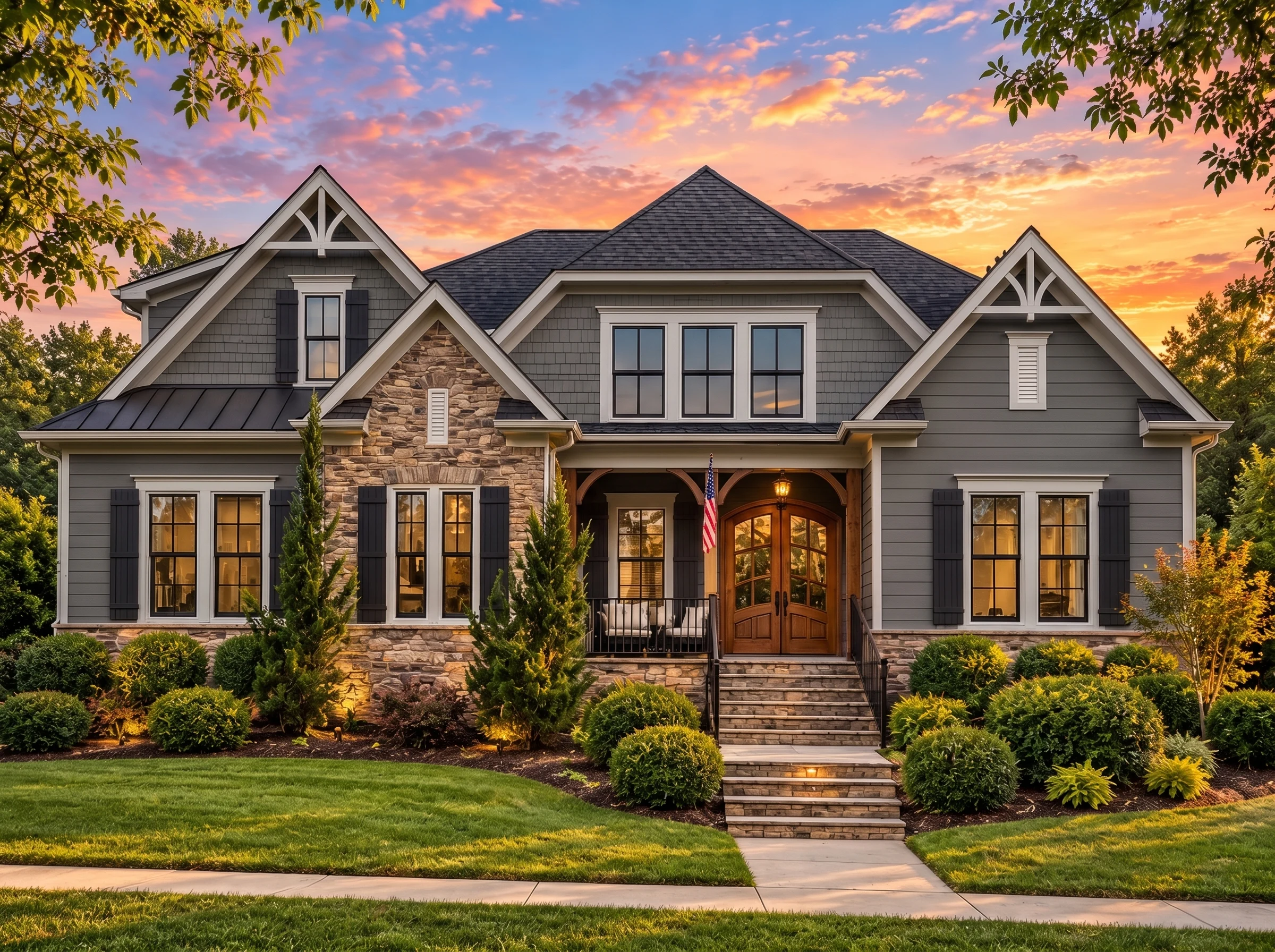 Plan  13-2050 – Region Estate | New  American – 5-Bed, 3.5-Bath, 4,602 SF - Warm Charcoal, AI-generated exterior concept