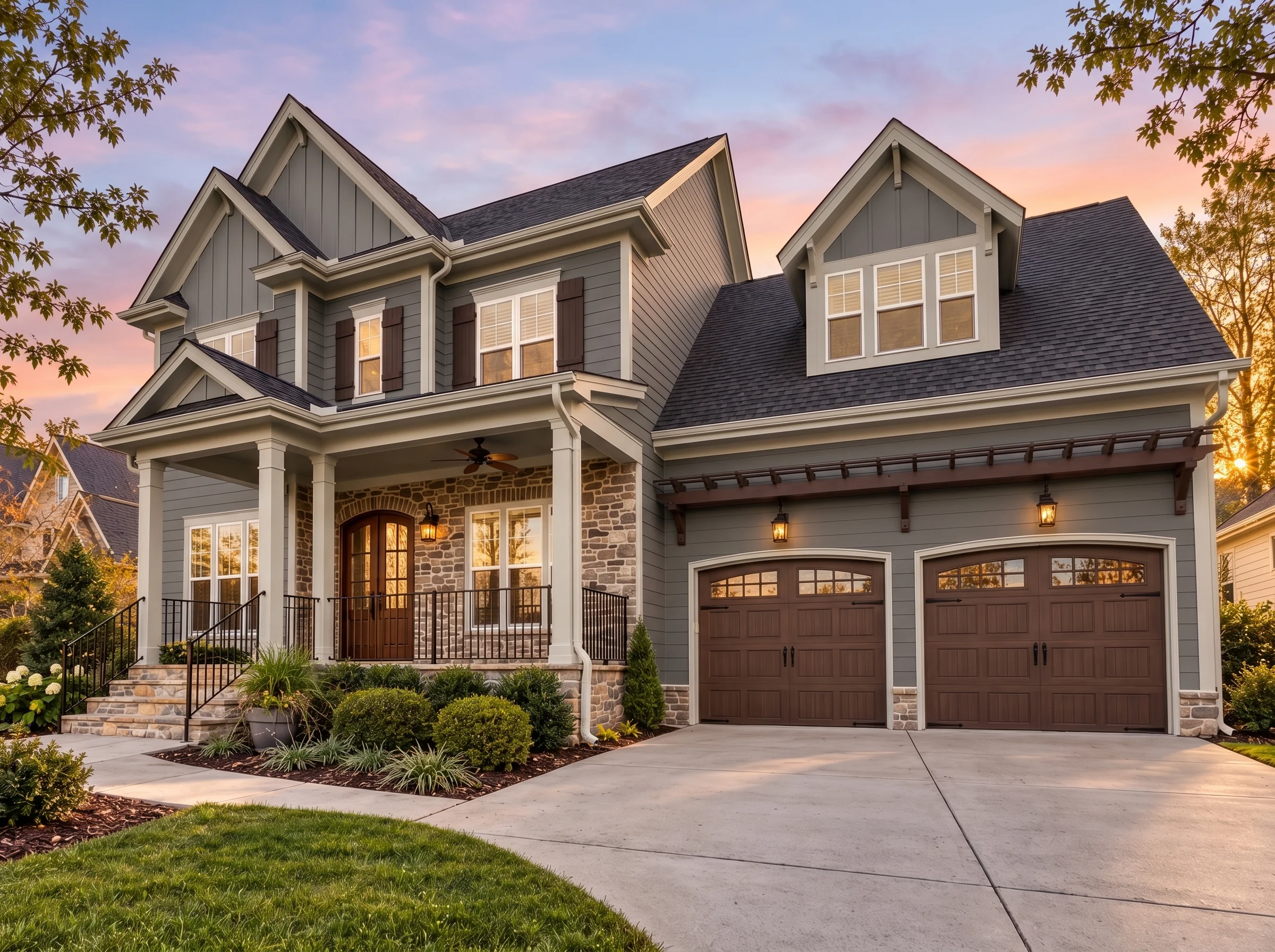 Plan  13-1923 – Aster Hollow Haven |  Traditional Colonial – 4-Bed, 4.5-Bath, 3,539 SF - Warm Charcoal, AI-generated exterior concept