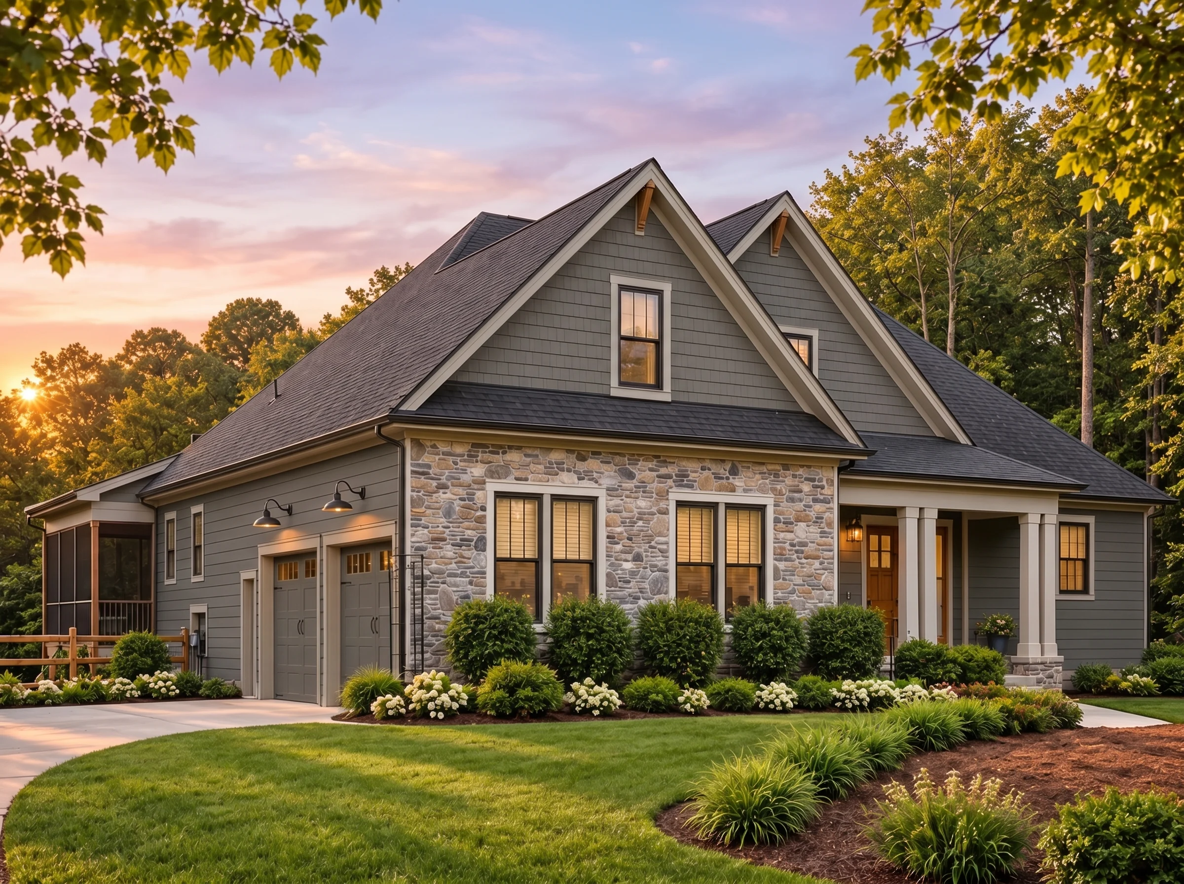 Plan  13-1966 – Montana Treasure |  Colonial – 4-Bed, 4-Bath, 3,362 SF - Warm Charcoal, AI-generated exterior concept