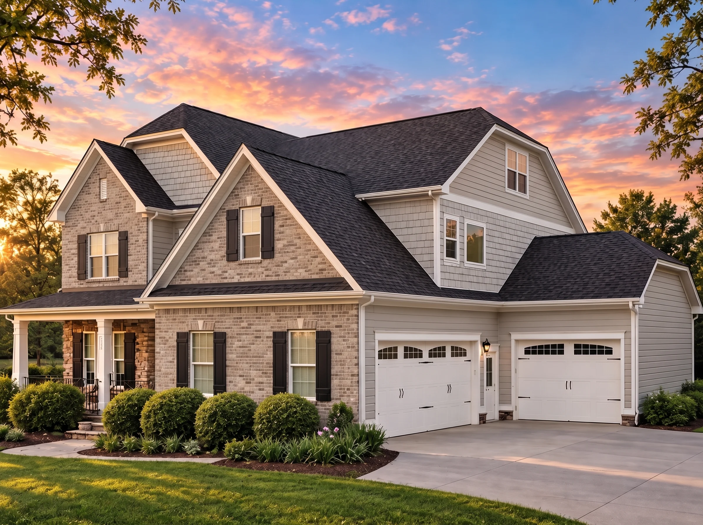Plan  13-1985 – Smoky Mountain Lodge  | Modern Farmhouse – 5-Bed, 5-Bath, 3,897 SF - Natural Brick, AI-generated exterior concept