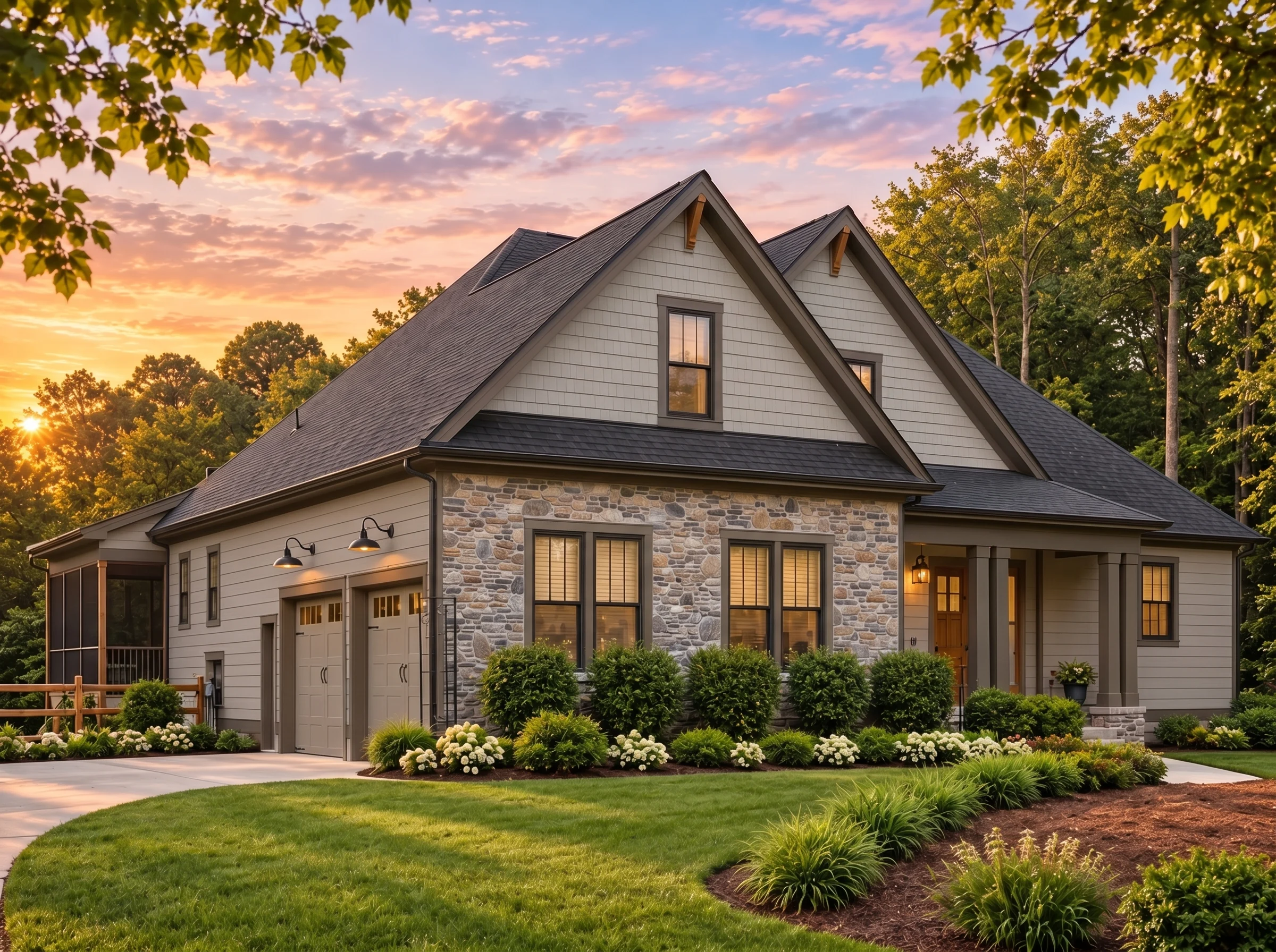 Plan  13-1966 – Montana Treasure |  Colonial – 4-Bed, 4-Bath, 3,362 SF - Mushroom Taupe, AI-generated exterior concept