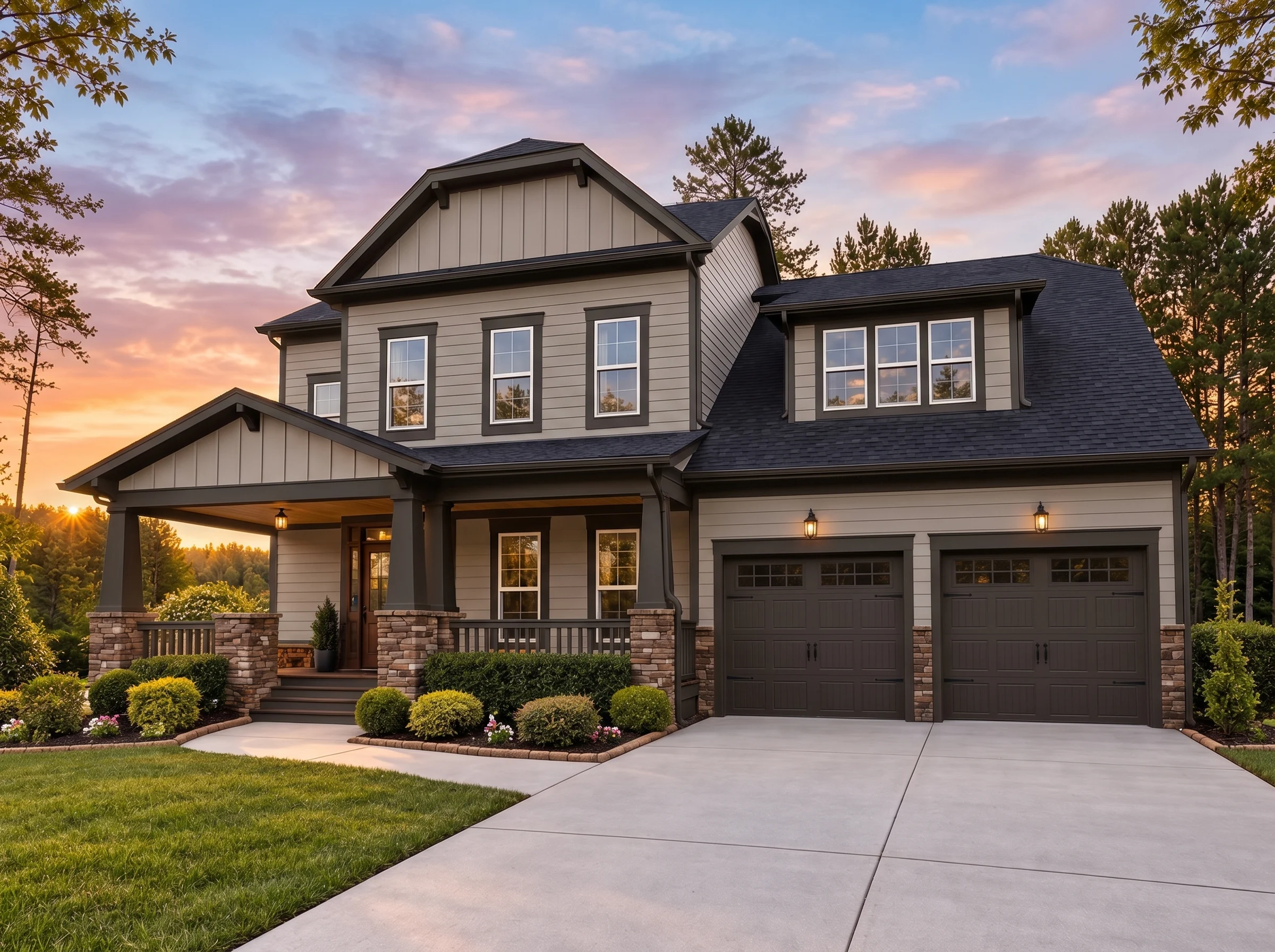 Plan  13-1965 – Aster Willow House |  Modern Farmhouse – 5-Bed, 4-Bath, 3,250 SF - Mushroom Taupe, AI-generated exterior concept