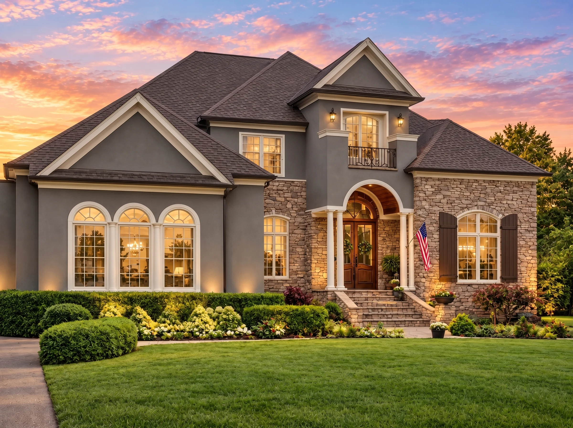 Plan  13-1886 – Walnut Valley Cabin  | Neoclassical – 4-Bed, 4-Bath, 4,253 SF - Warm Charcoal, AI-generated exterior concept