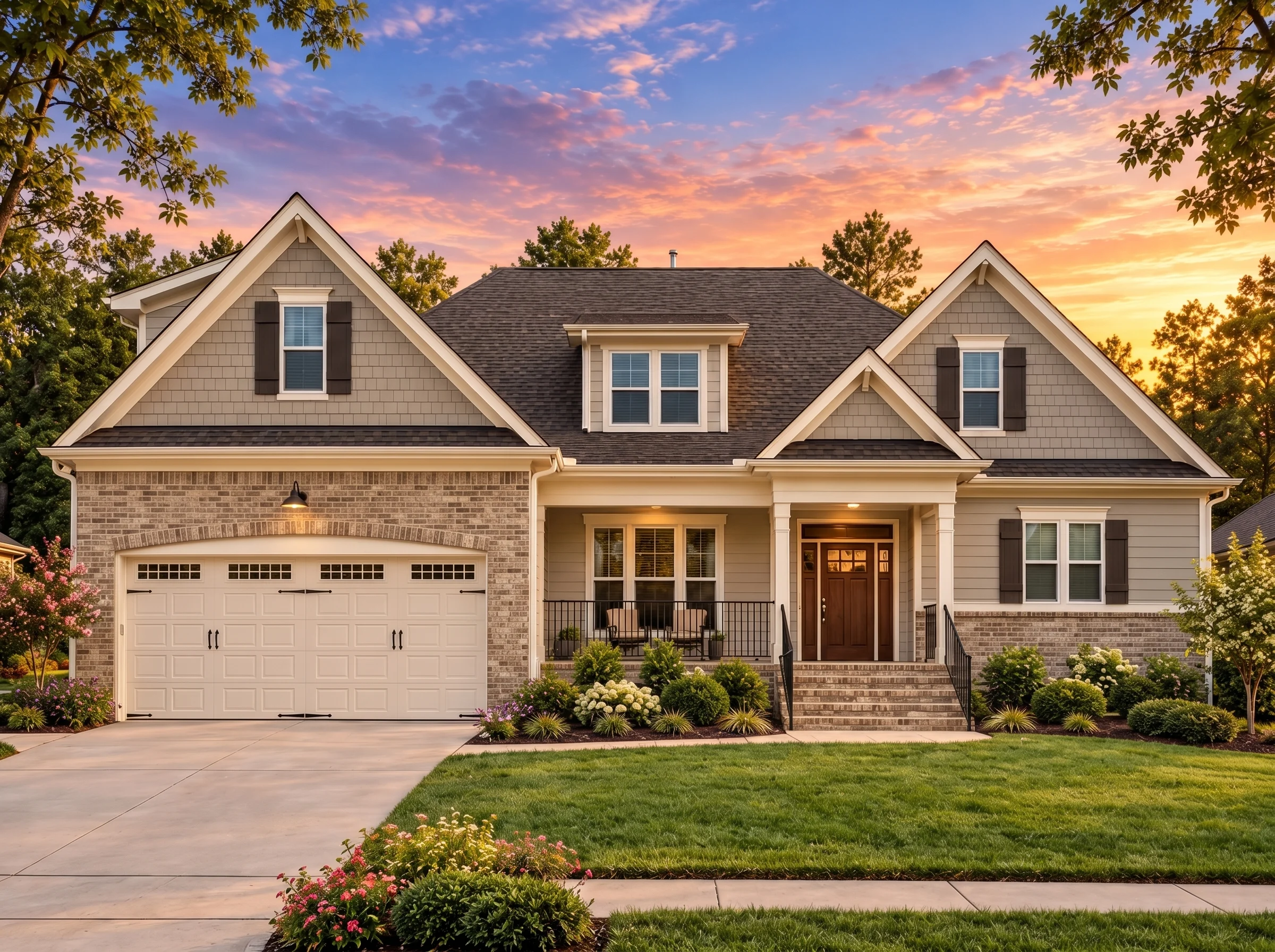 Plan  13-1919 – Idea House | New  American – 4-Bed, 3.5-Bath, 3,099 SF - Natural Brick, AI-generated exterior concept