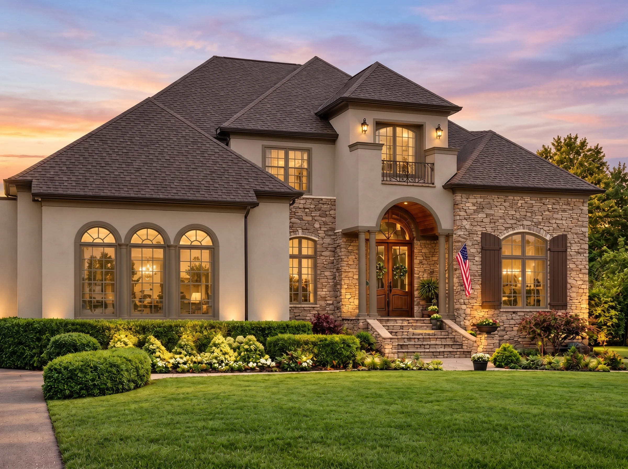 Plan  13-1886 – Walnut Valley Cabin  | Neoclassical – 4-Bed, 4-Bath, 4,253 SF - Mushroom Taupe, AI-generated exterior concept