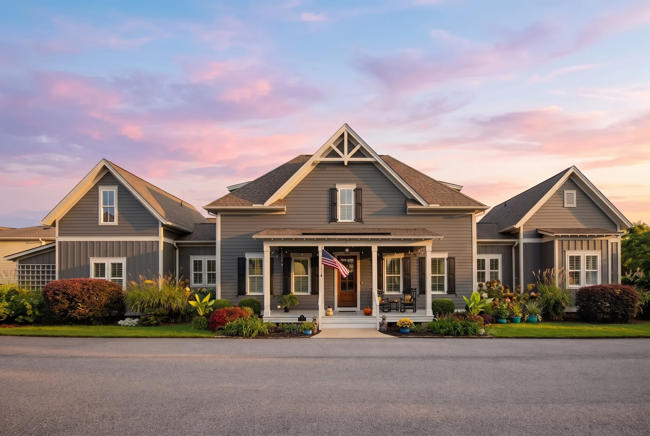 Plan  13-1824 – Aster Lane Cottage |  Modern Farmhouse – 3-Bed, 3-Bath, 2,906 SF - Warm Charcoal, AI-generated exterior concept