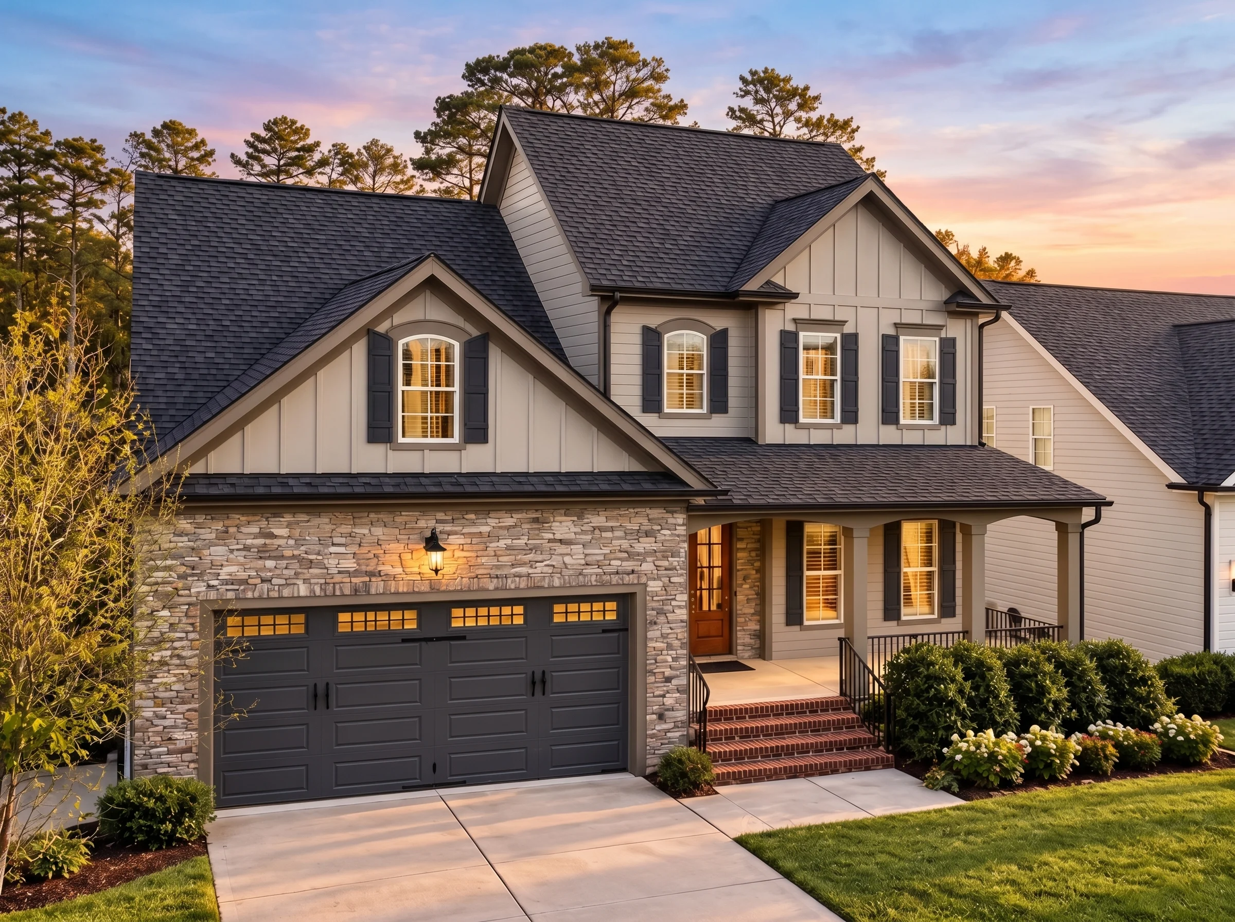 Plan  13-1830 – Aster Grove Place |  Traditional Colonial – 4-Bed, 3.5-Bath, 3,283 SF - Mushroom Taupe, AI-generated exterior concept