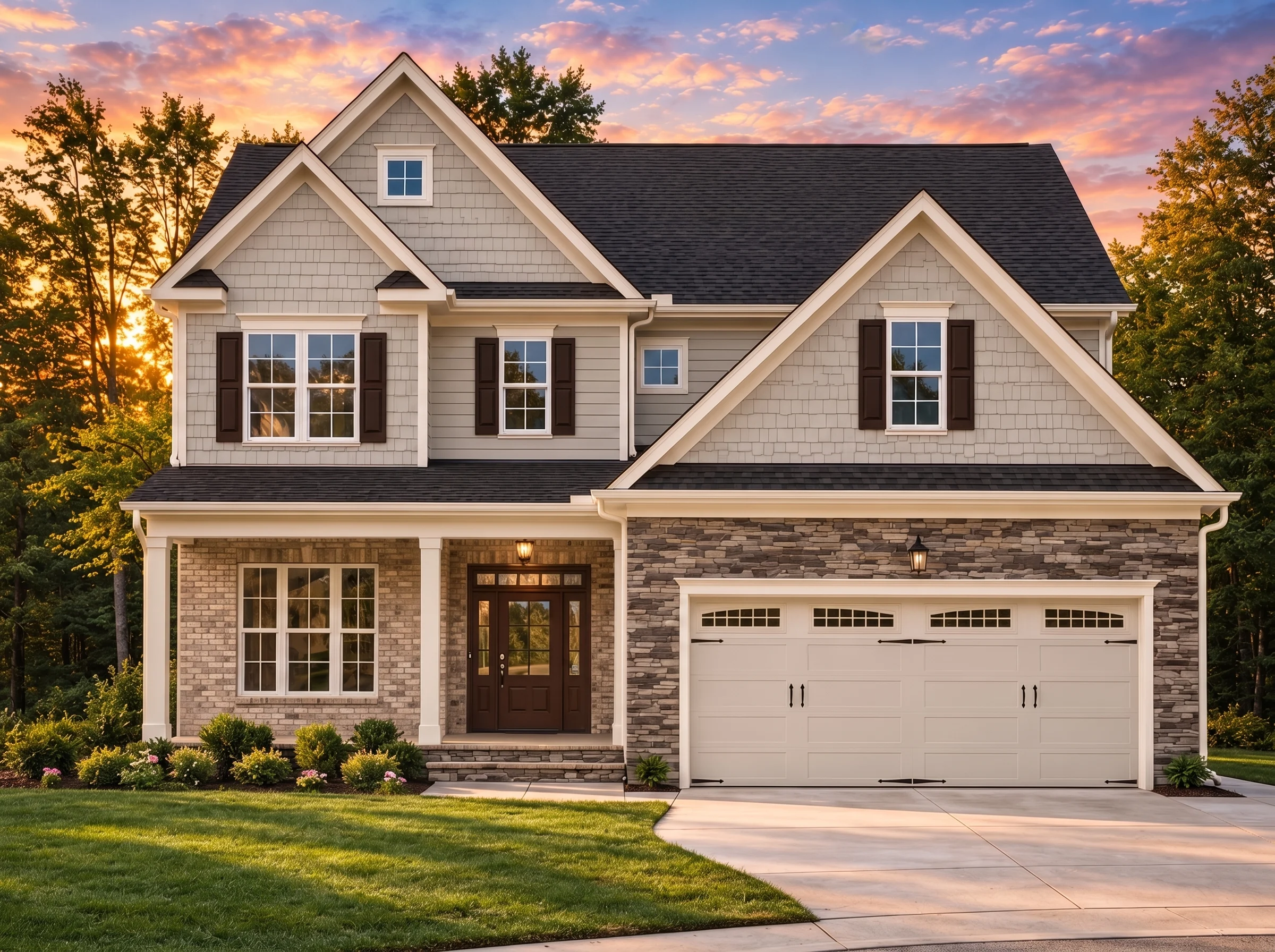 Plan  13-1829A – Magnolia Valley Farm  | New American – 4-Bed, 4-Bath, 2,848 SF - Natural Brick, AI-generated exterior concept