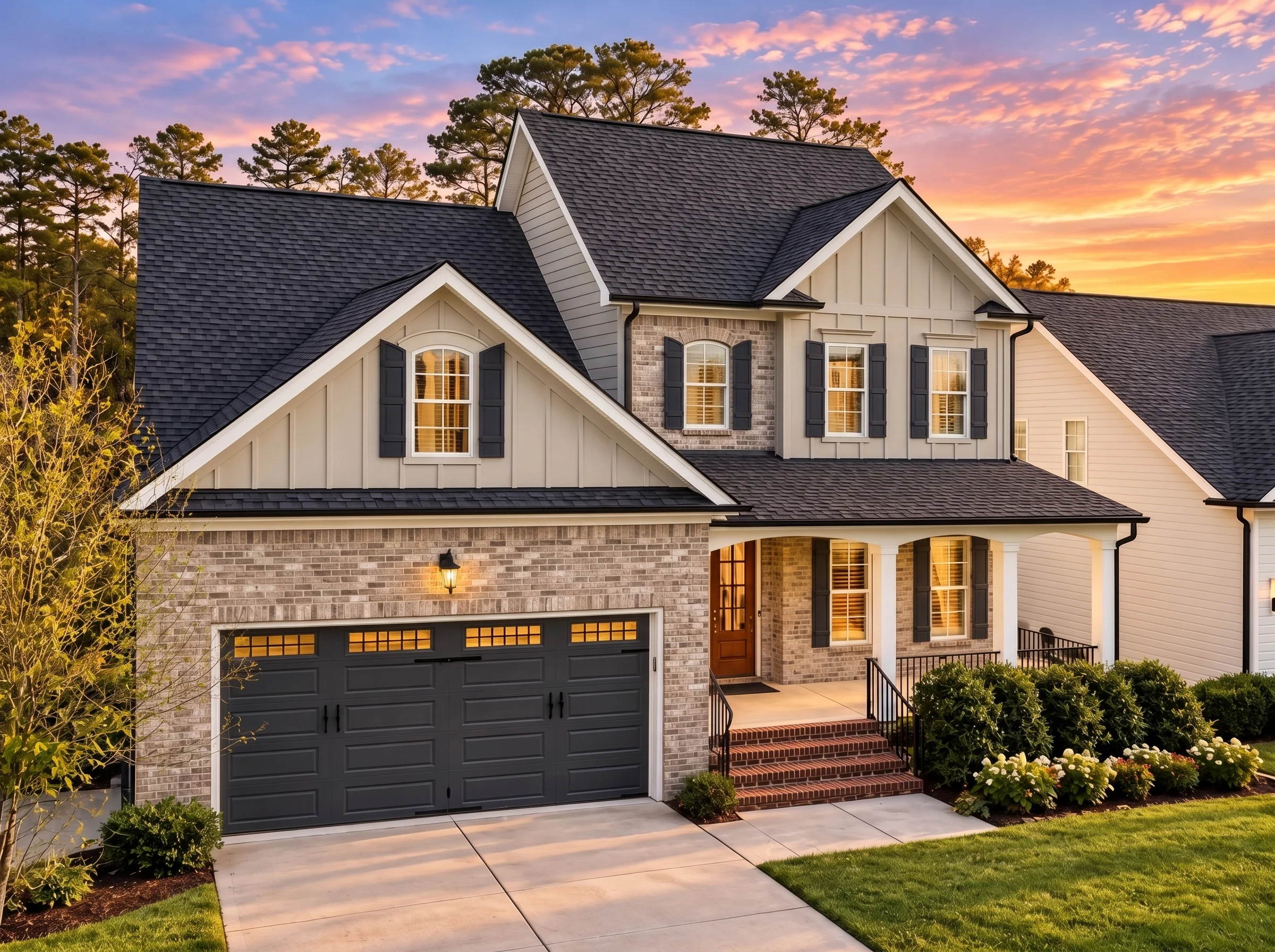Plan  13-1830 – Aster Grove Place |  Traditional Colonial – 4-Bed, 3.5-Bath, 3,283 SF - Natural Brick, AI-generated exterior concept