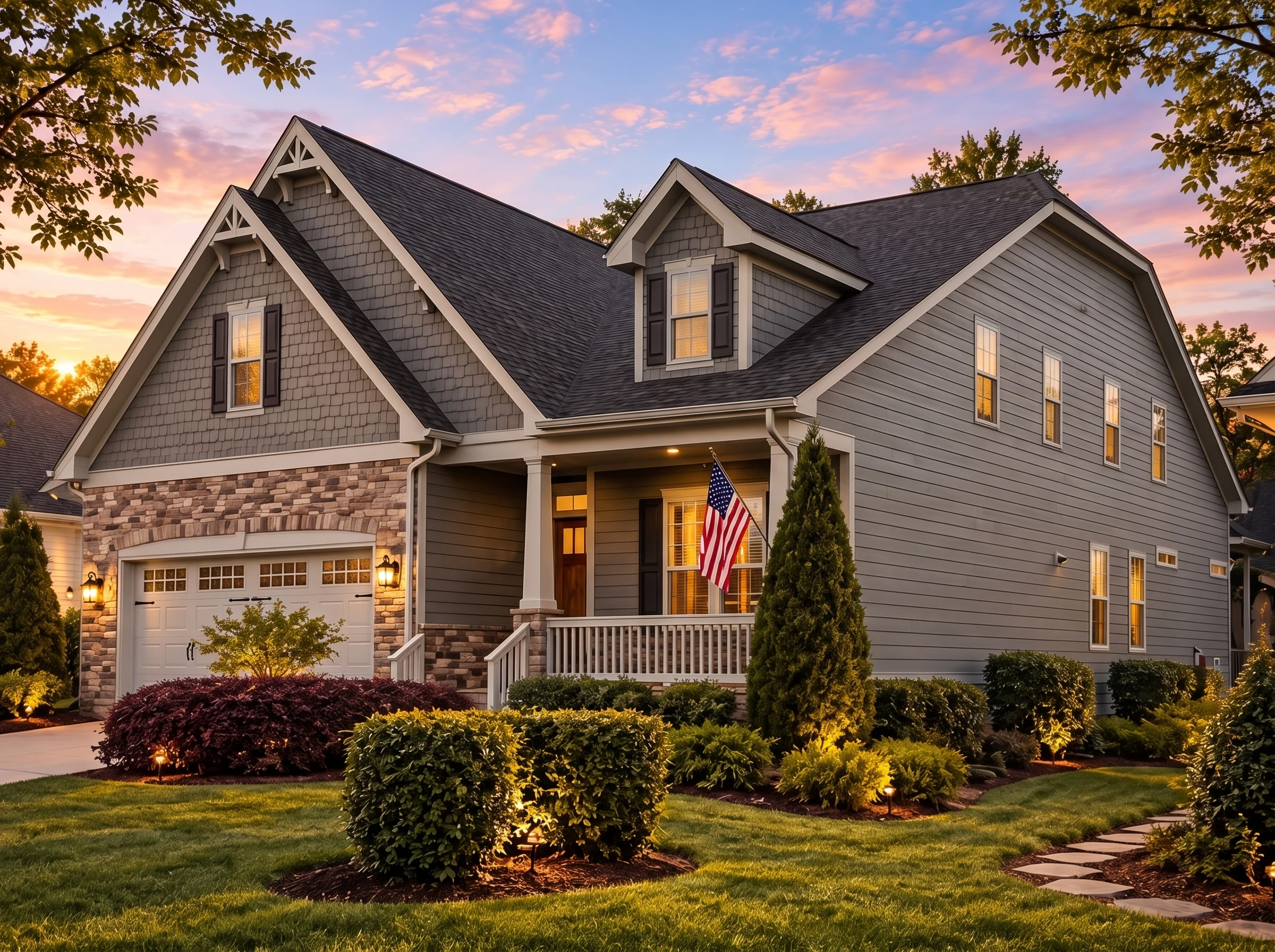 Plan  14-1069 – Cumfrubrum | Dutch  Colonial – 4-Bed, 3-Bath, 3,052 SF - Warm Charcoal, AI-generated exterior concept