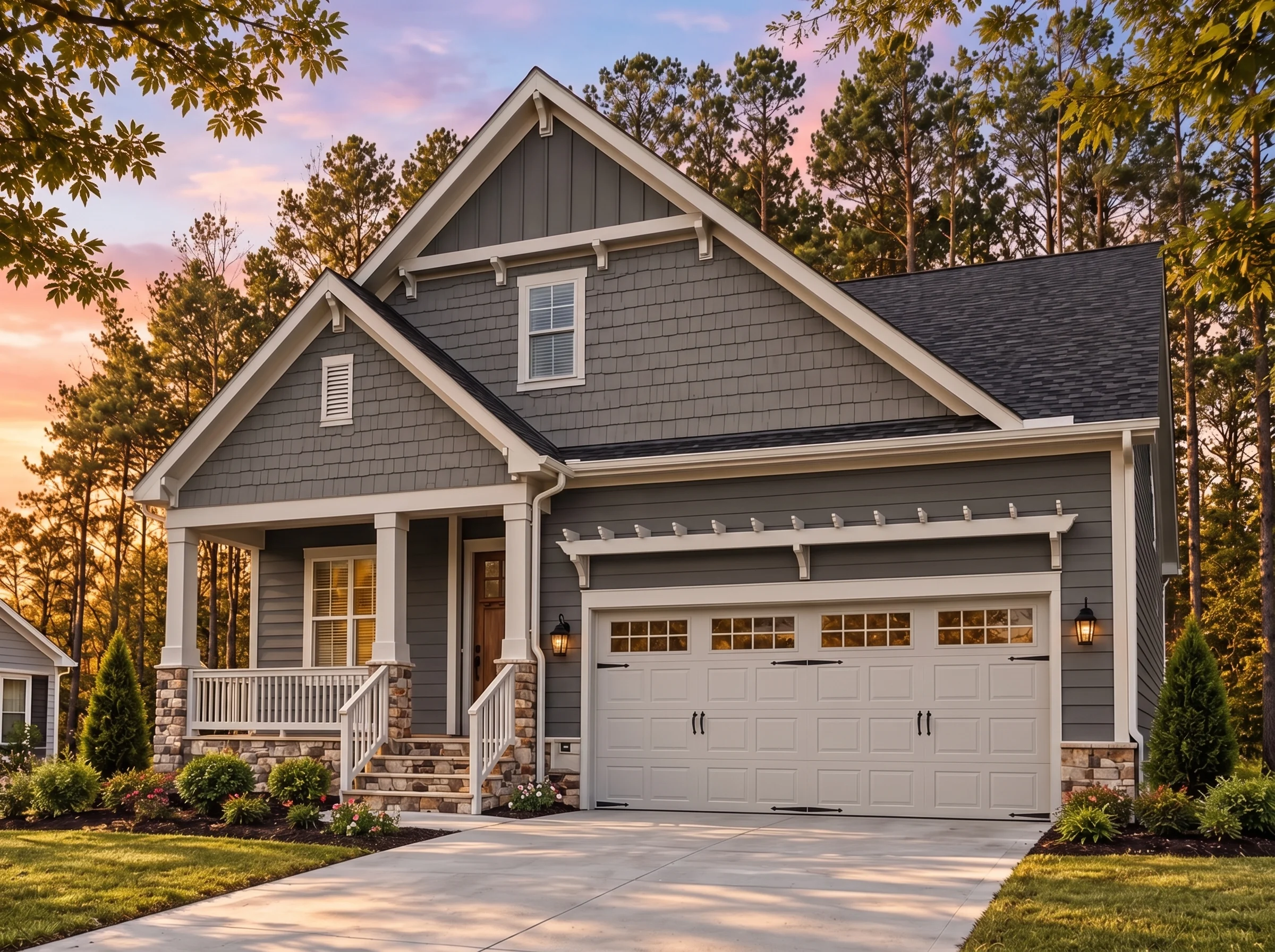 Plan  14-1069-6 – Louisiana Plateau  | Craftsman – 4-Bed, 3-Bath, 3,052 SF - Warm Charcoal, AI-generated exterior concept