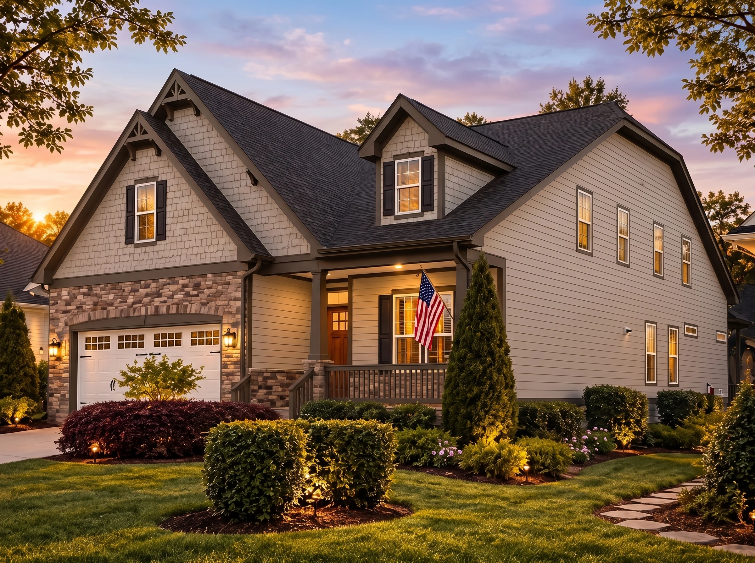 Plan  14-1069 – Cumfrubrum | Dutch  Colonial – 4-Bed, 3-Bath, 3,052 SF - Mushroom Taupe, AI-generated exterior concept