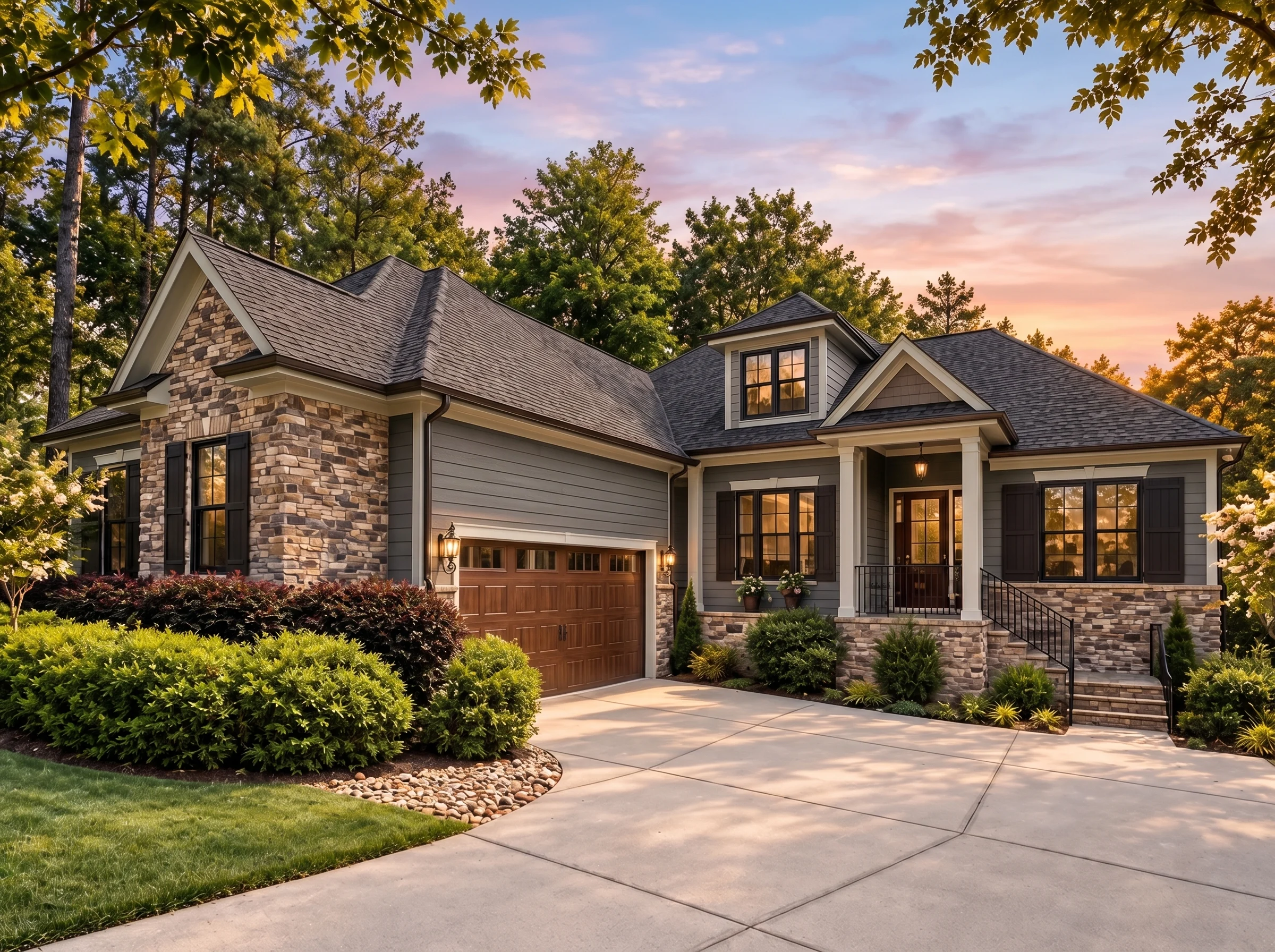 Plan  14-1057 – The Mount | Modern  Farmhouse – 3-Bed, 2.5-Bath, 2,683 SF - Warm Charcoal, AI-generated exterior concept