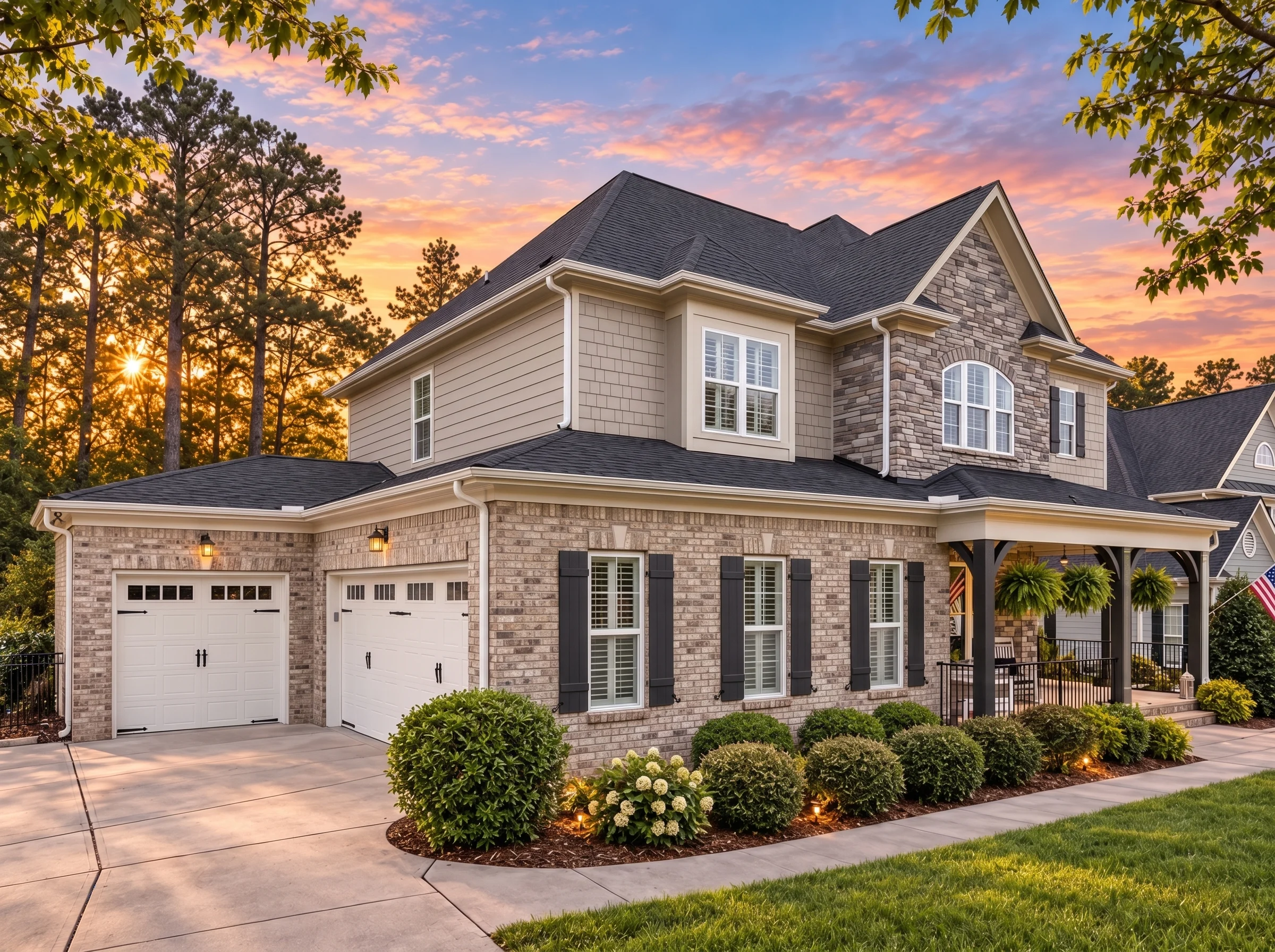 Plan  14-1059 – Bodmin Haven | TNew  American – 5-Bed, 5-Bath, 4,267 SF - Natural Brick, AI-generated exterior concept
