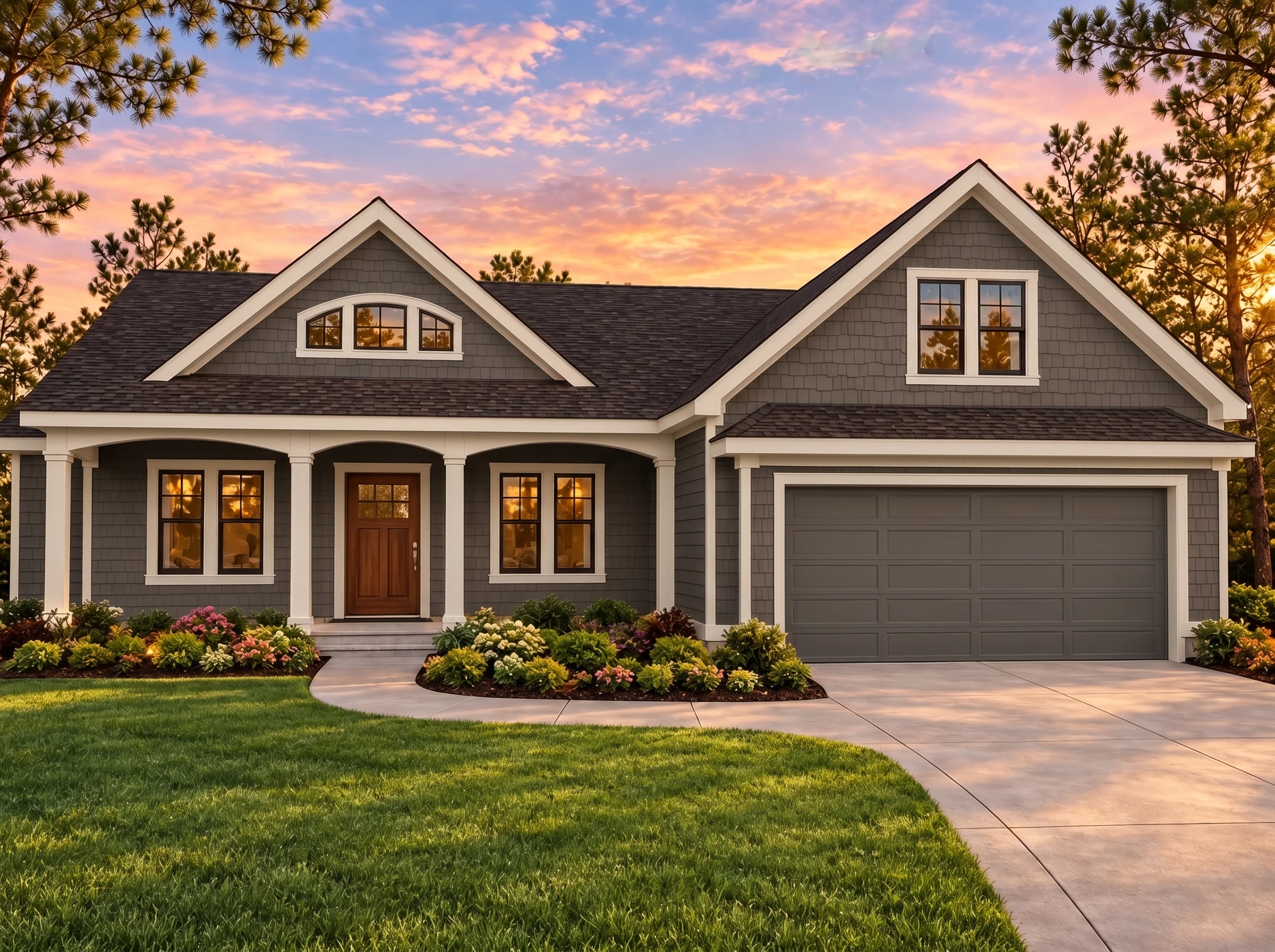 Plan  14-1048 – Georgia Empire |  Craftsman – 3-Bed, 3-Bath, 2,875 SF - Warm Charcoal, AI-generated exterior concept